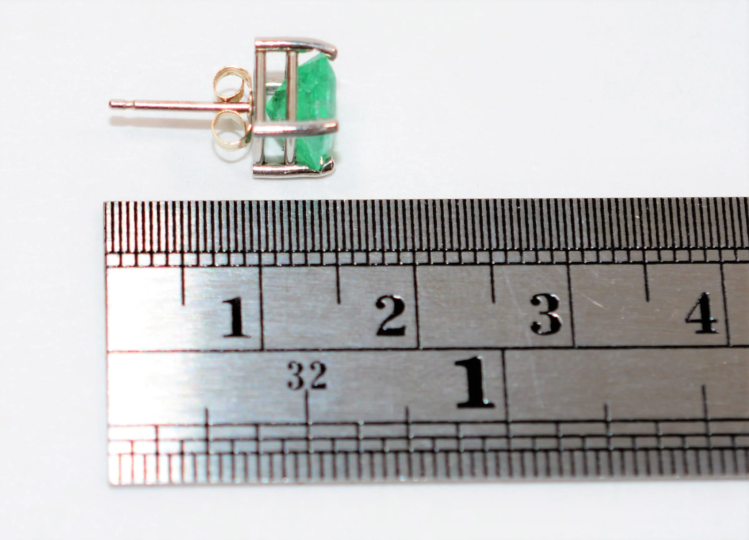 Natural Colombian Emerald Earrings 14K Solid White Gold 2.18tcw Solitaire Earrings Stud Earrings Green Earrings Birthstone Fine Womens Earrings - Image 8