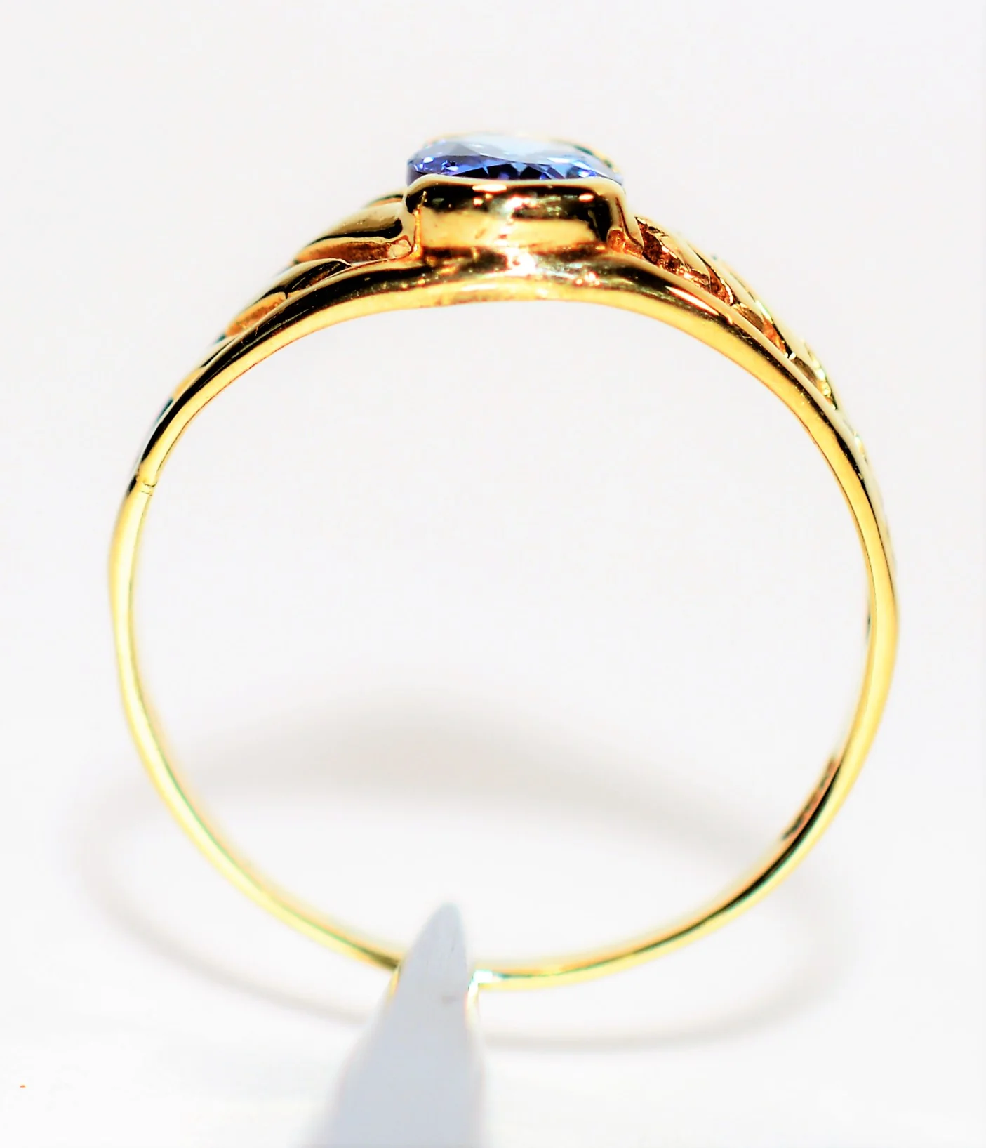 Natural Tanzanite Ring 14K Solid Gold .79ct Solitaire Ring Statement Ring Cocktail Ring Vintage Ring December Birthstone Ring Estate Jewelry - Image 3