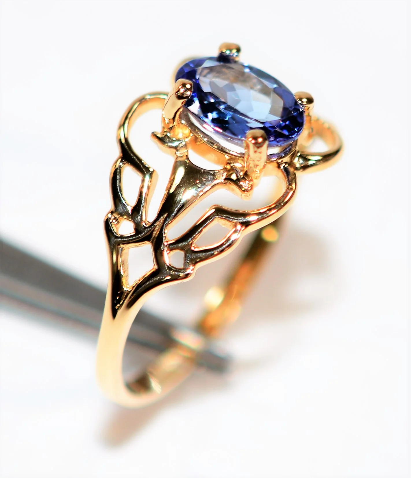 Natural Tanzanite Ring 14K Solid Gold .81ct Solitaire Ring Gemstone Ring December Birthstone Ring Vintage Ring Fine Jewelry Estate Jewellery - Image 4