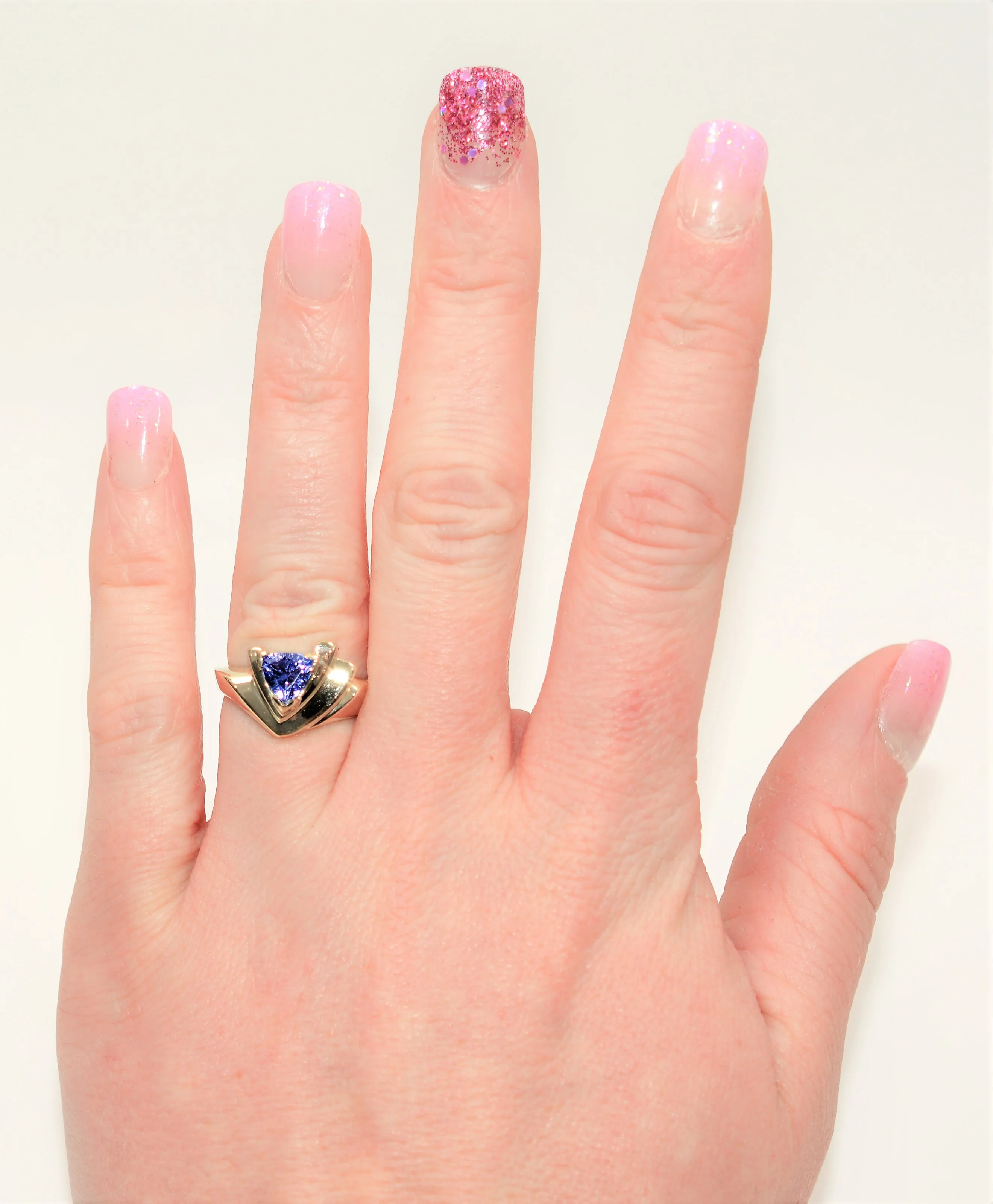 Natural Tanzanite Ring 14K Solid Gold .88ct Solitaire Ring Trillion Ring Gemstone Ring December Birthstone Ring Women's Ring Vintage Ring - Image 2