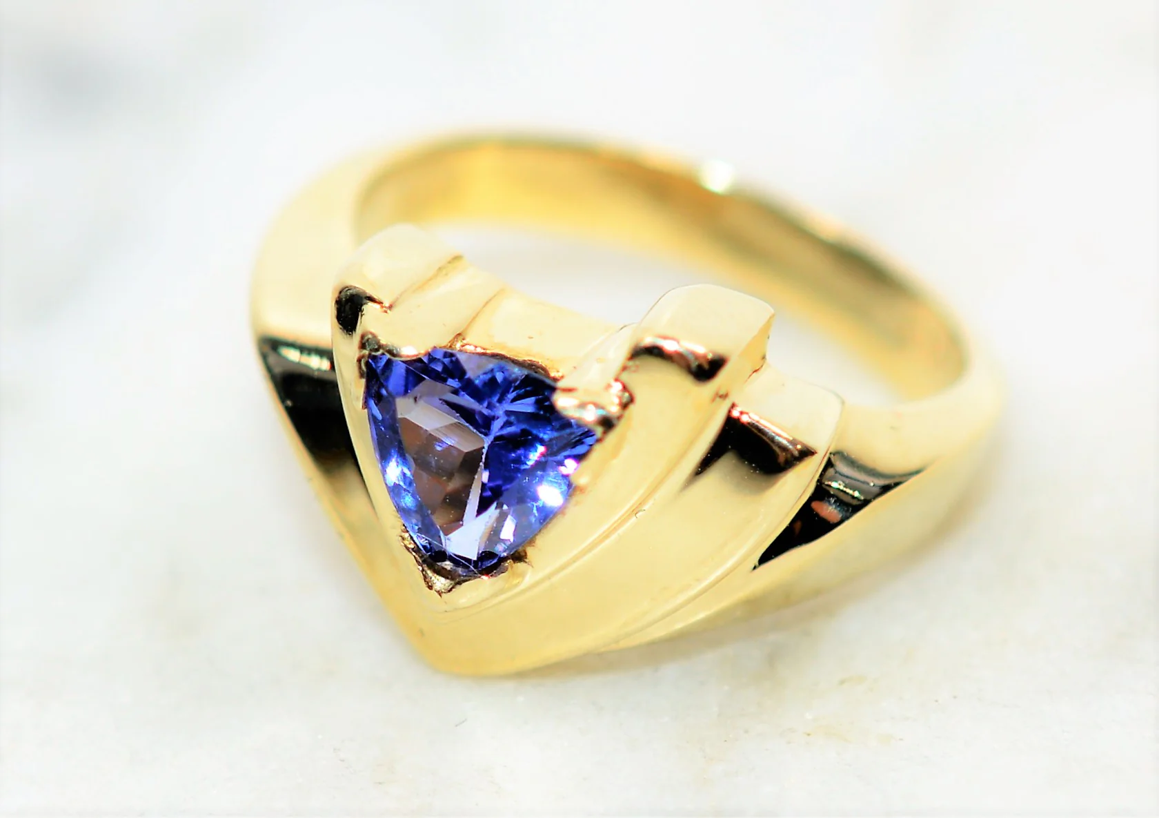 Natural Tanzanite Ring 14K Solid Gold .88ct Solitaire Ring Trillion Ring Gemstone Ring December Birthstone Ring Women's Ring Vintage Ring - Image 8