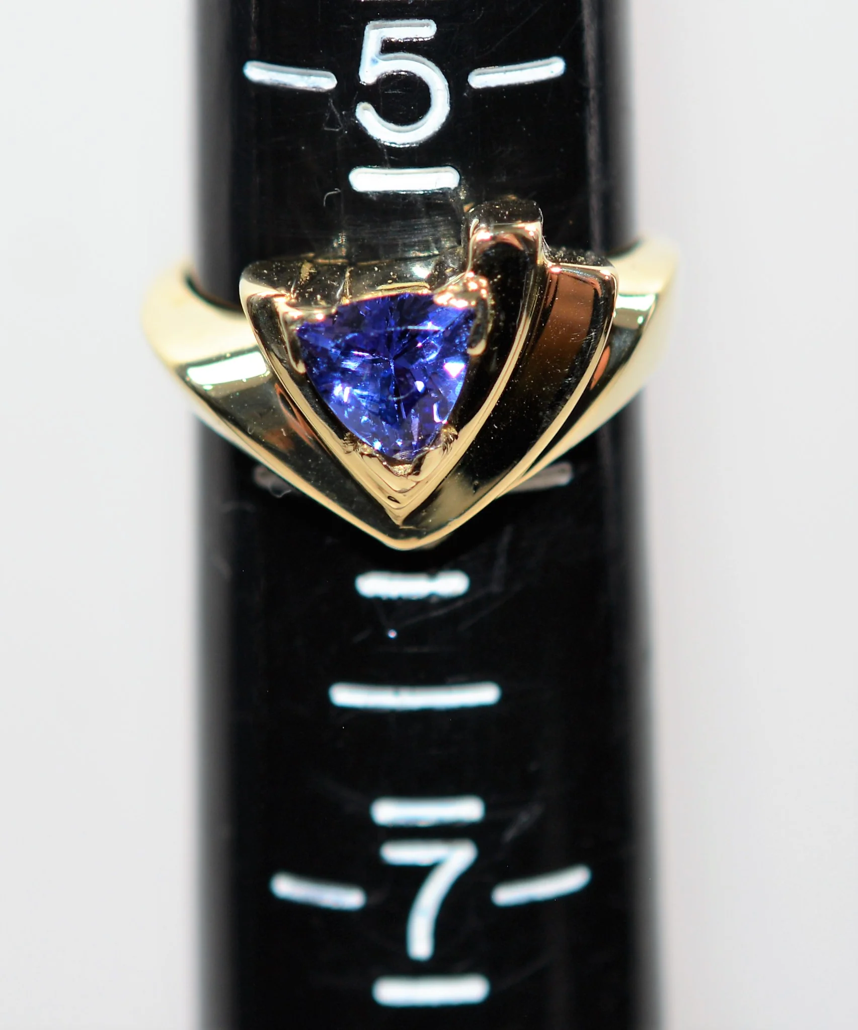 Natural Tanzanite Ring 14K Solid Gold .88ct Solitaire Ring Trillion Ring Gemstone Ring December Birthstone Ring Women's Ring Vintage Ring - Image 9