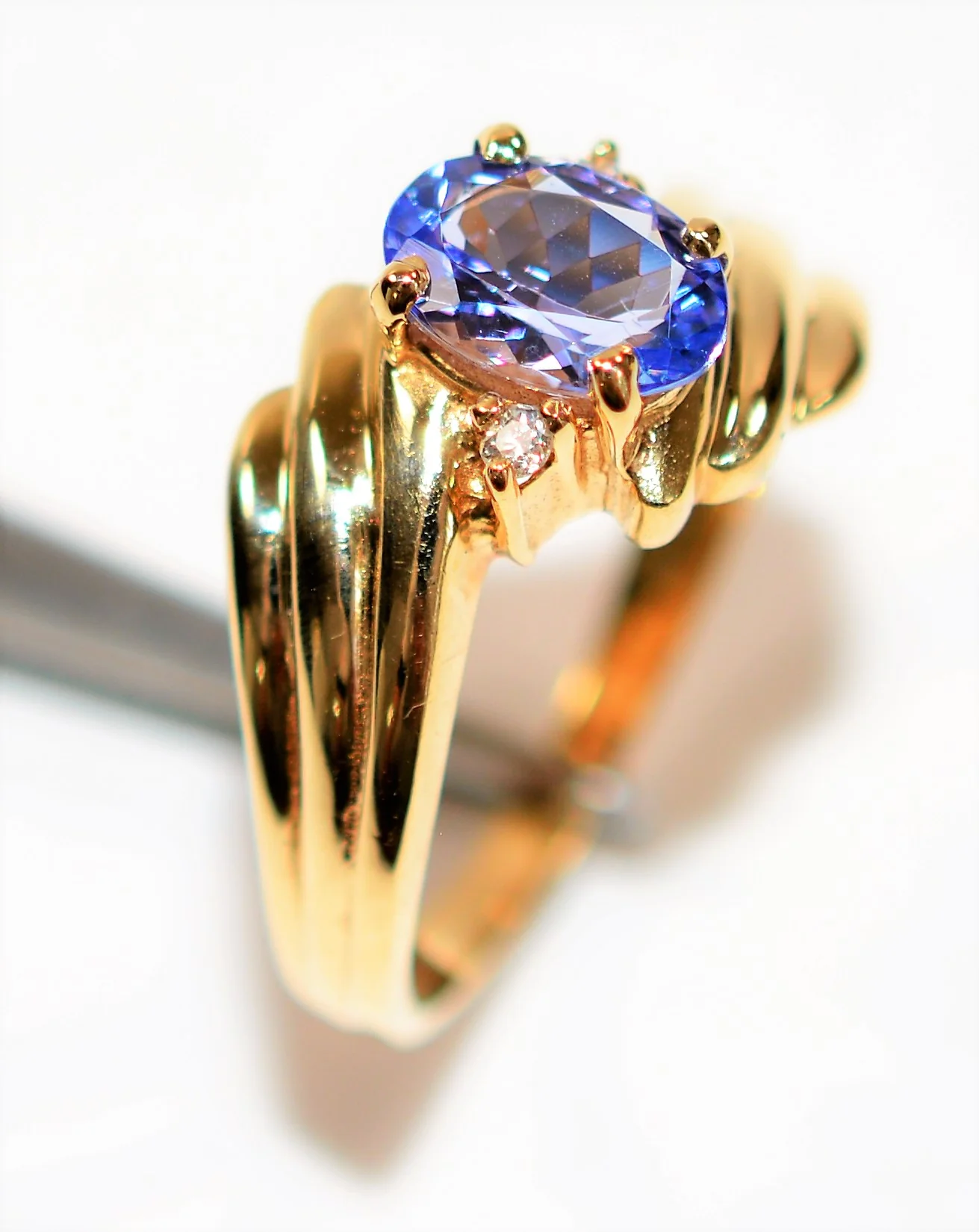 Natural Tanzanite & Diamond Ring 14K Solid Gold .79tcw Statement Ring Gemstone Ring Birthstone Ring Ladies Ring Women's Ring Cocktail Ring - Image 4