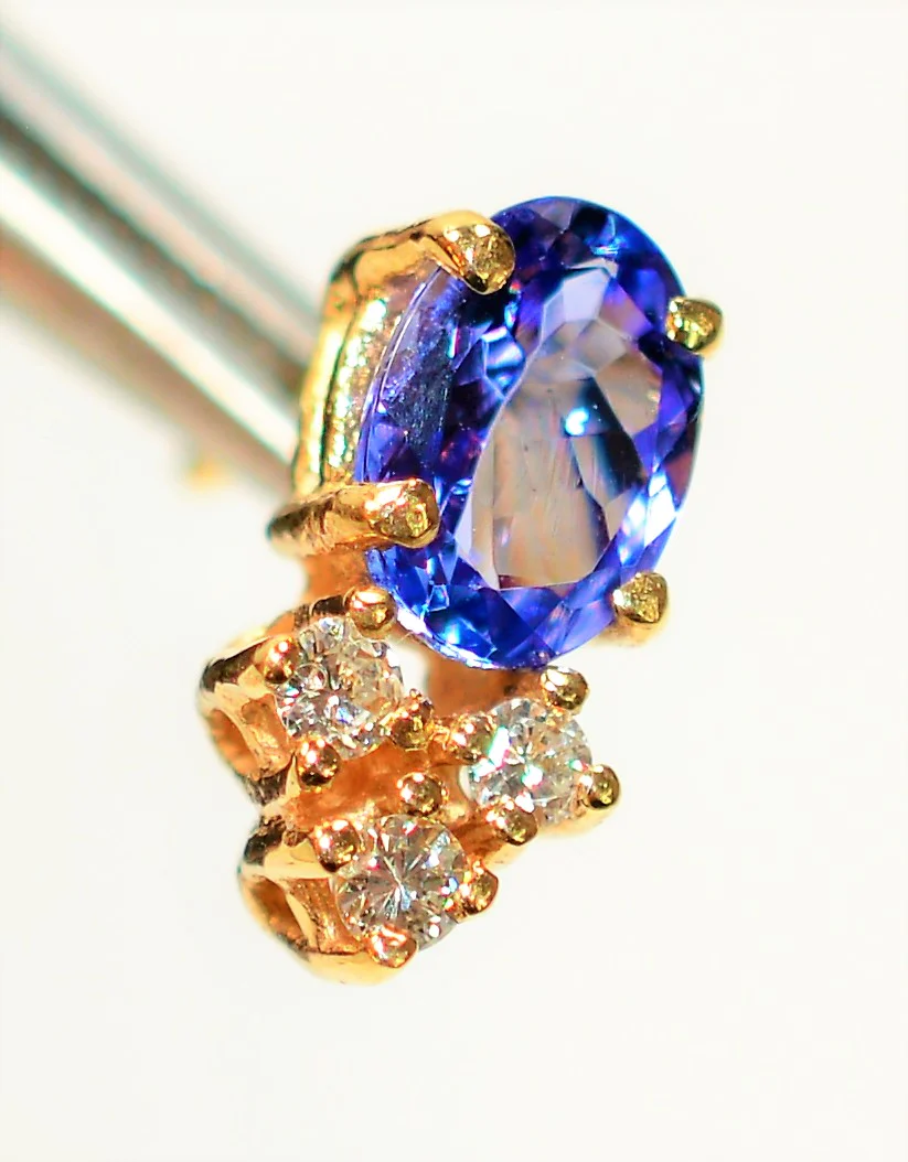 Natural D'Block Tanzanite & Diamond Earrings 14K Solid Gold 1.78tcw Stud Earrings Tanzanite Earrings Statement Earrings Fine Womens Earrings - Image 2