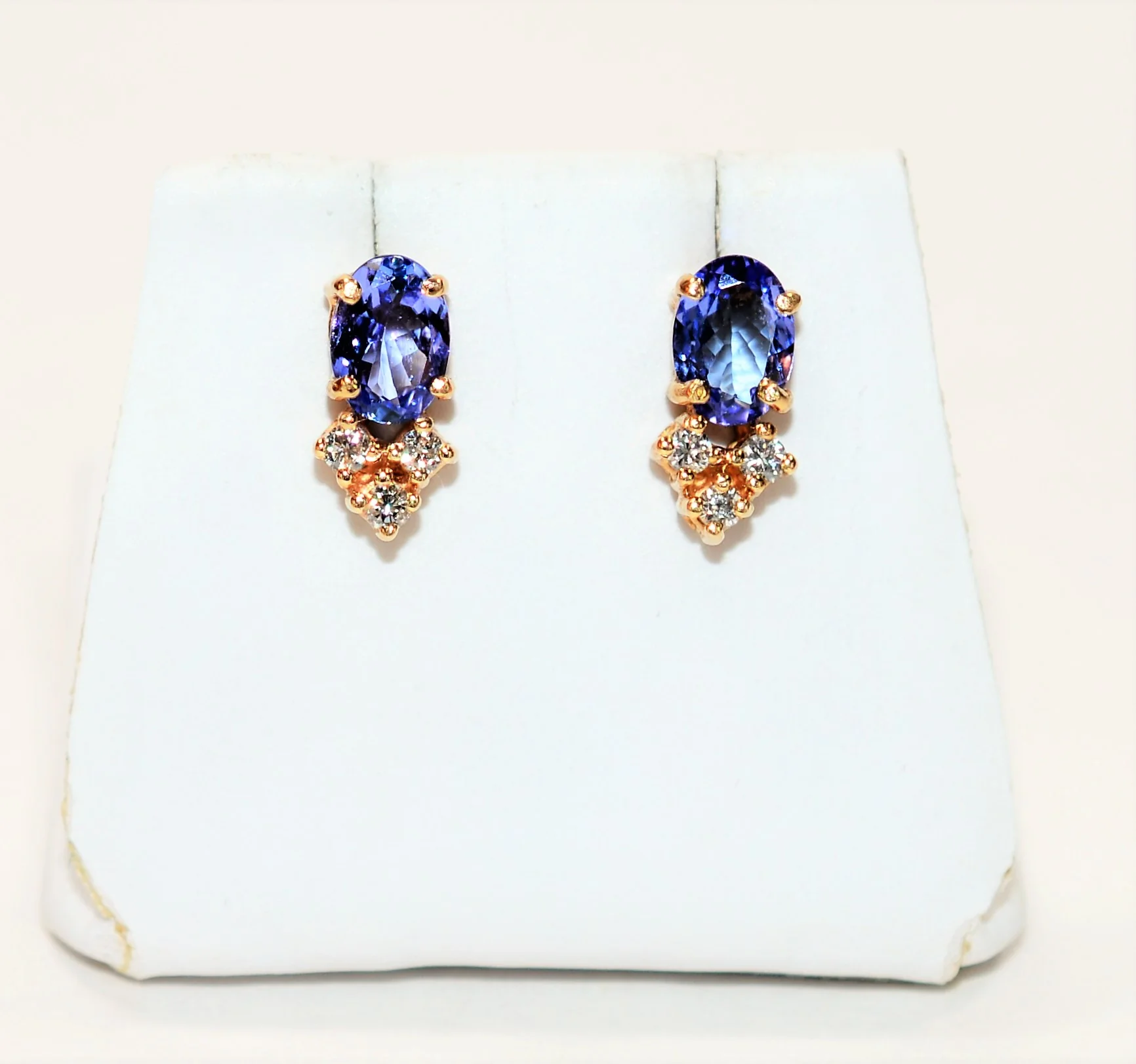 Natural D'Block Tanzanite & Diamond Earrings 14K Solid Gold 1.78tcw Stud Earrings Tanzanite Earrings Statement Earrings Fine Womens Earrings - Image 3