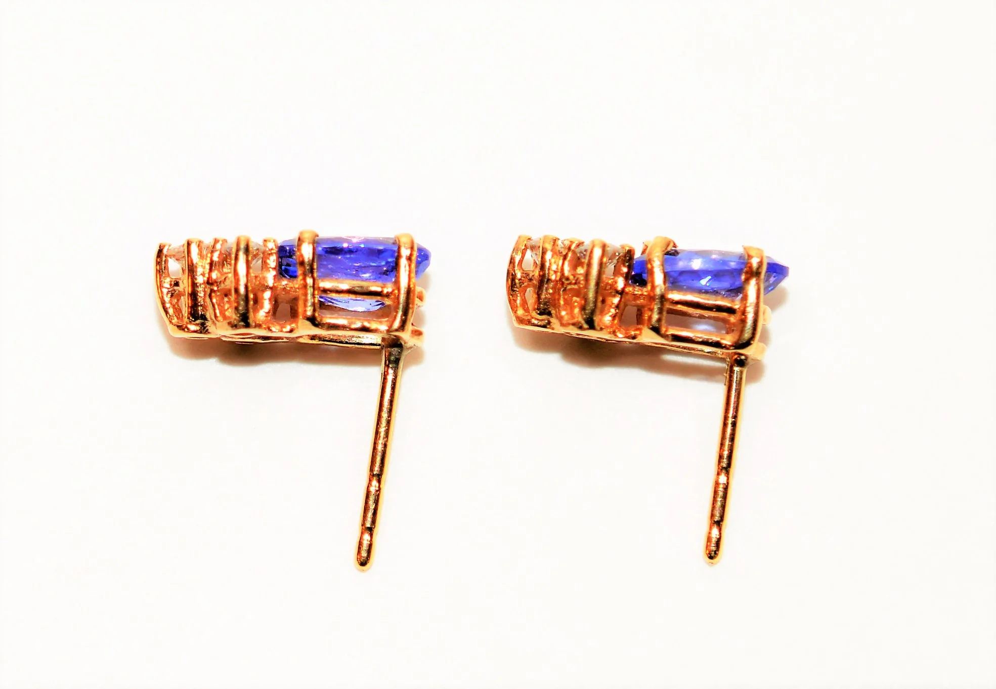 Natural D'Block Tanzanite & Diamond Earrings 14K Solid Gold 1.78tcw Stud Earrings Tanzanite Earrings Statement Earrings Fine Womens Earrings - Image 4