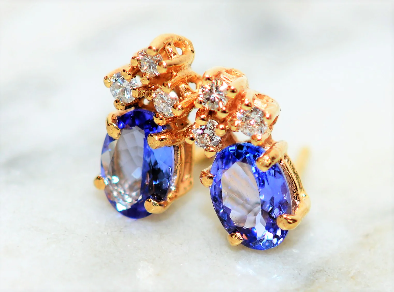 Natural D'Block Tanzanite & Diamond Earrings 14K Solid Gold 1.78tcw Stud Earrings Tanzanite Earrings Statement Earrings Fine Womens Earrings - Image 8