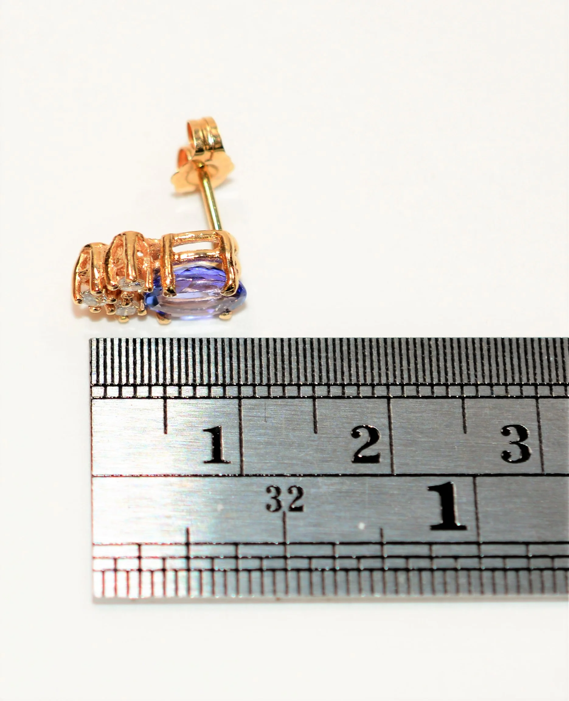 Natural D'Block Tanzanite & Diamond Earrings 14K Solid Gold 1.78tcw Stud Earrings Tanzanite Earrings Statement Earrings Fine Womens Earrings - Image 9