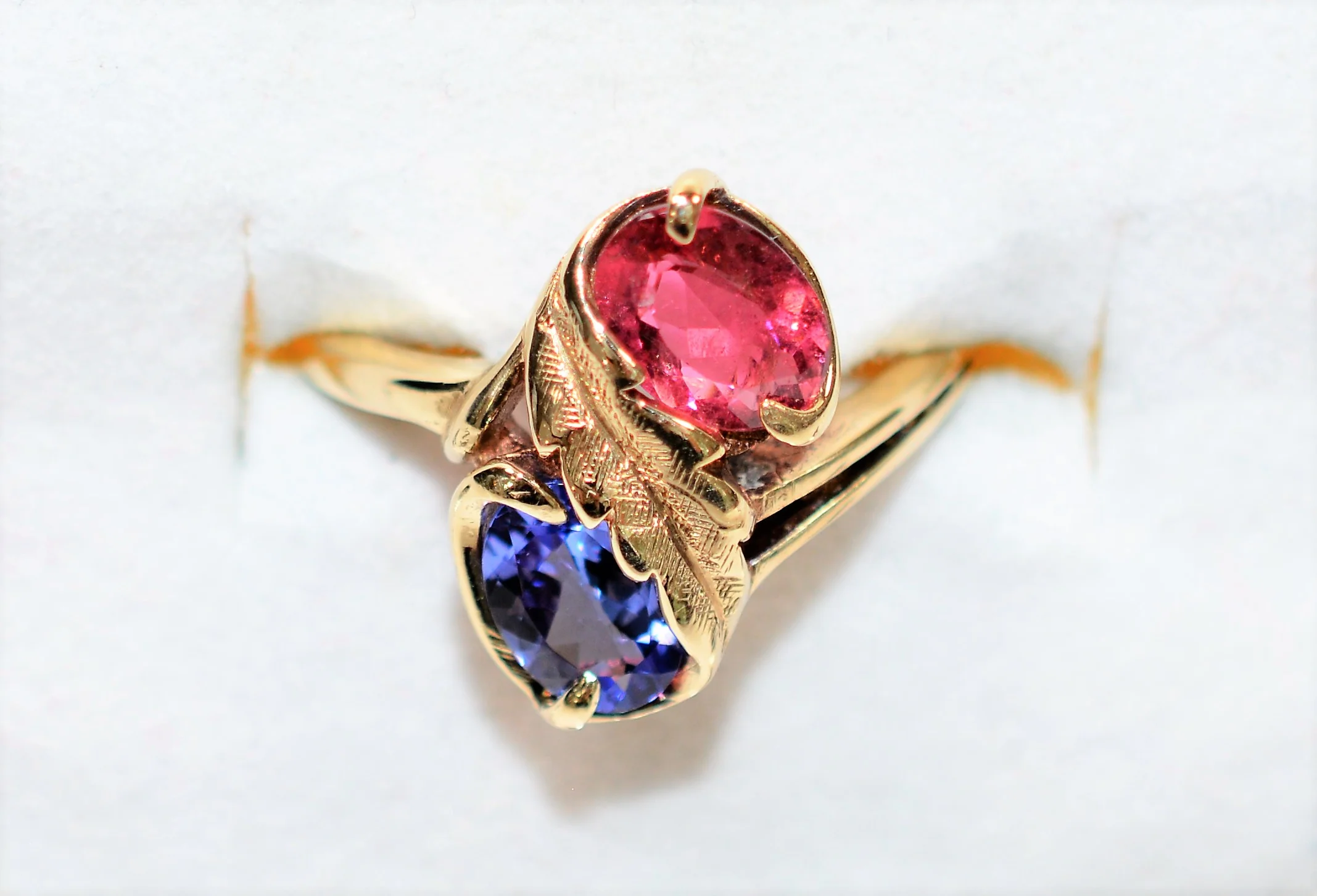 Natural Tanzanite & Rubellite Ring 10K Solid Gold 1.38tcw Gemstone Ring Multistone Ring Statement Ring Fashion Ring Fine Jewellery Vintage - Image 5