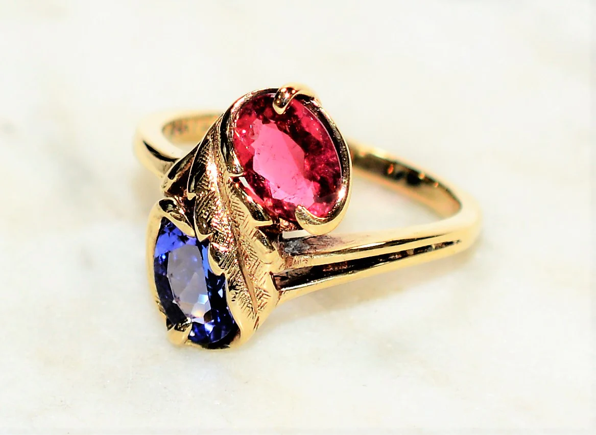 Natural Tanzanite & Rubellite Ring 10K Solid Gold 1.38tcw Gemstone Ring Multistone Ring Statement Ring Fashion Ring Fine Jewellery Vintage - Image 8