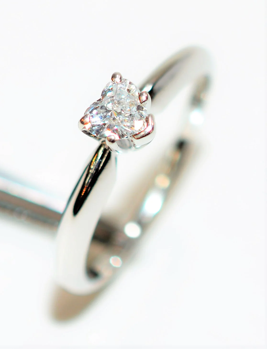 Natural Diamond Ring 14K Solid White Gold .40ct Solitaire Ring Engagement Ring Heart Ring Promise Ring Ladies Ring Women's Ring Bridal Ring - Image 4