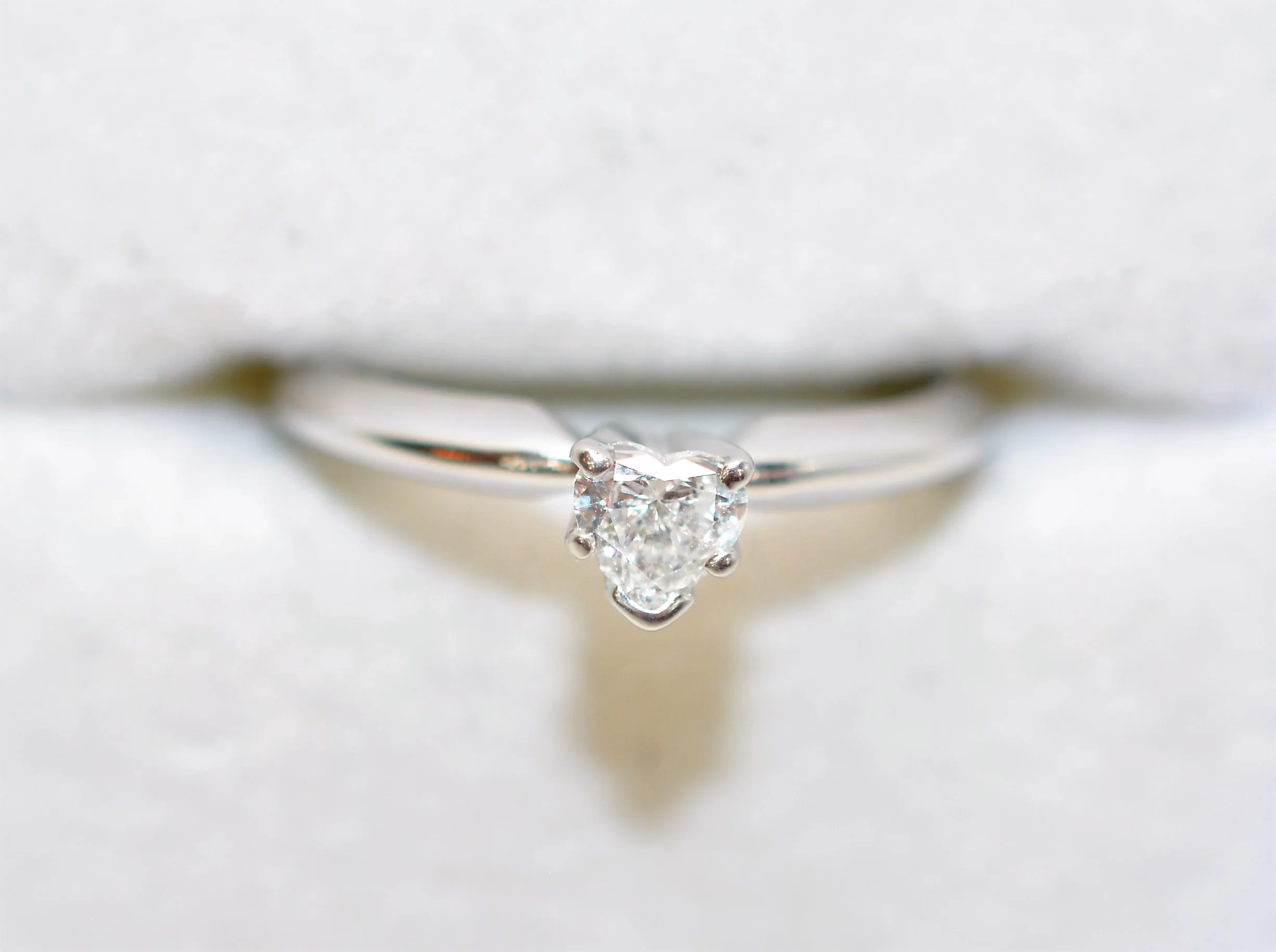 Natural Diamond Ring 14K Solid White Gold .40ct Solitaire Ring Engagement Ring Heart Ring Promise Ring Ladies Ring Women's Ring Bridal Ring - Image 5