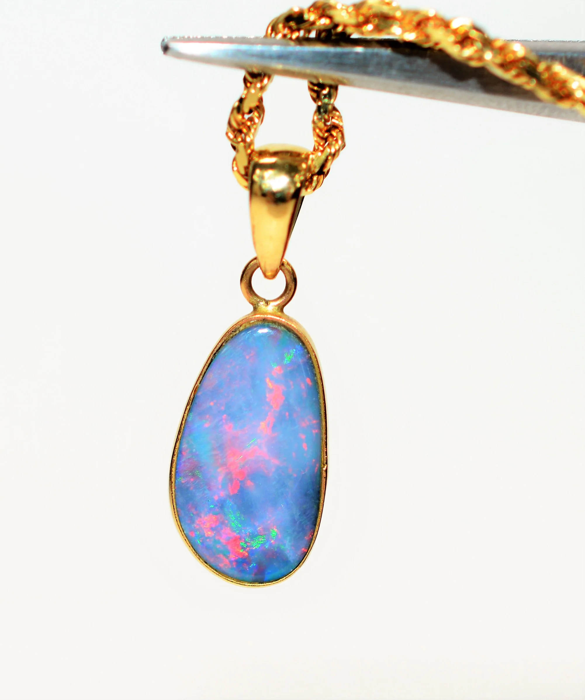 Natural Ethiopian Opal Necklace 14K Solid Gold Pendant Necklace October Birthstone Necklace Statement Women's Necklace Fine Jewelry - Image 2