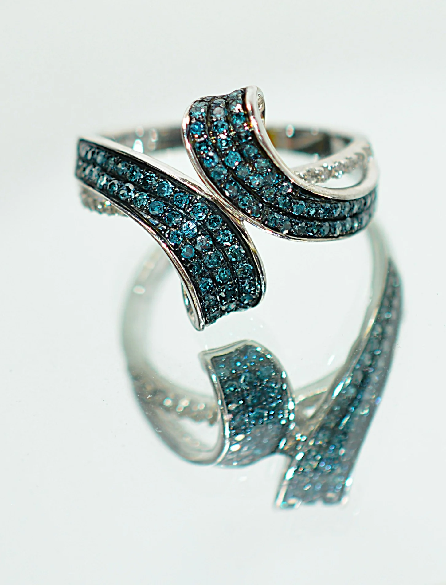 Fancy Blue Diamond Ring 10K White Gold .61tcw Gemstone Ring Cluster Ring Multistone Ring Blue Ring April Birthstone Statement Ring - Image 16