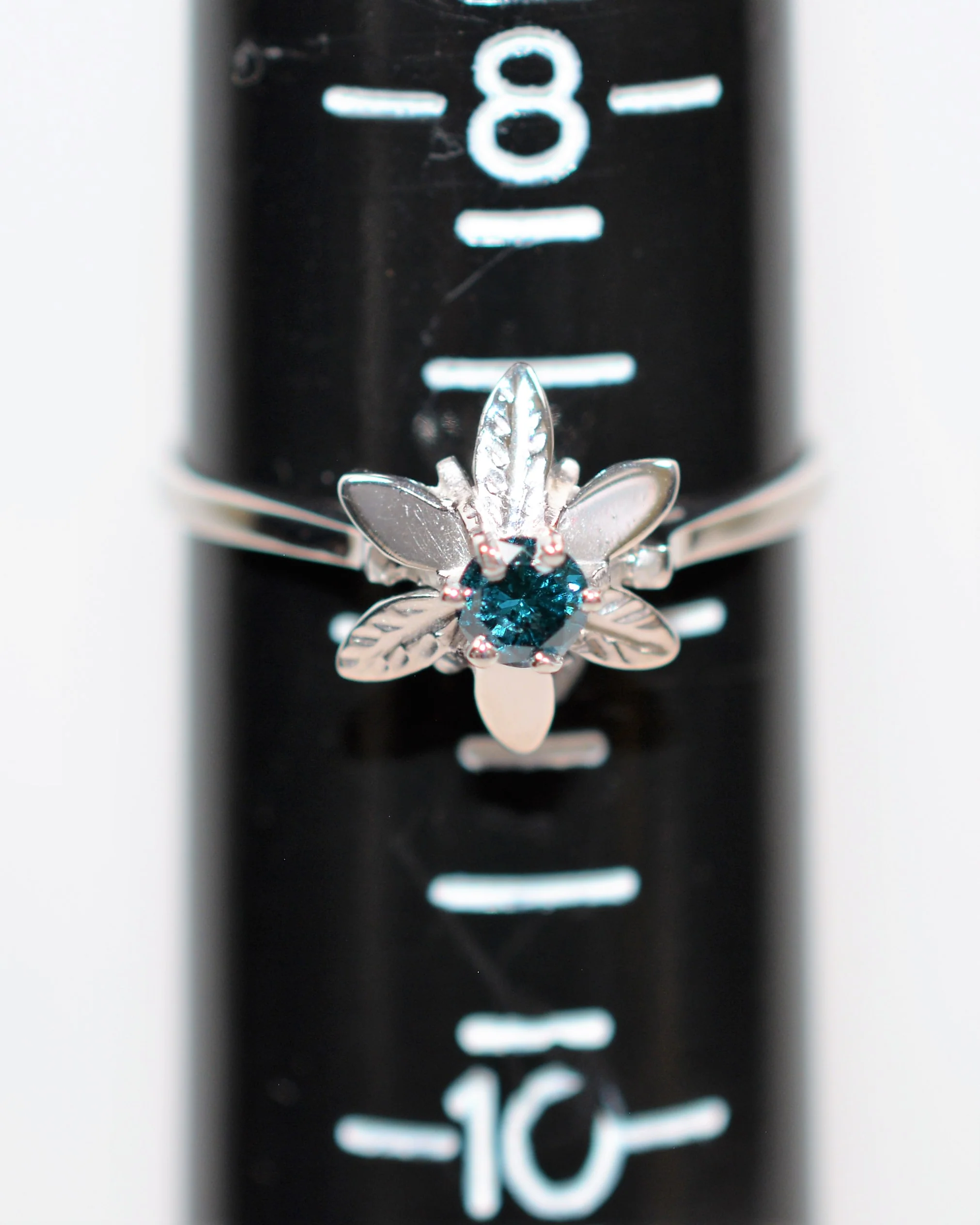GIA Certified Natural Fancy Blue Diamond Ring 14K Solid White Gold .22ct Flower Ring Solitaire Ring Estate Jewelry Vintage Ring Women's Ring - Image 9