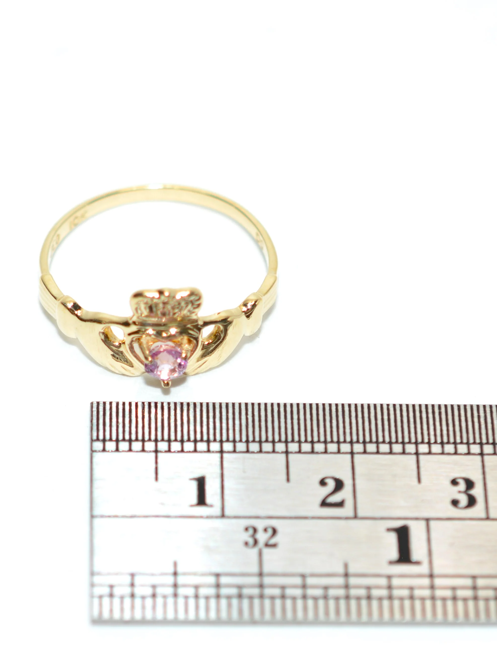 Irish Claddagh Ring Natural Padparadscha Sapphire Ring 10K Solid Gold .21ct Gemstone Ring Heart Ring Engagement Ring Promise Ring Jewellery - Image 11