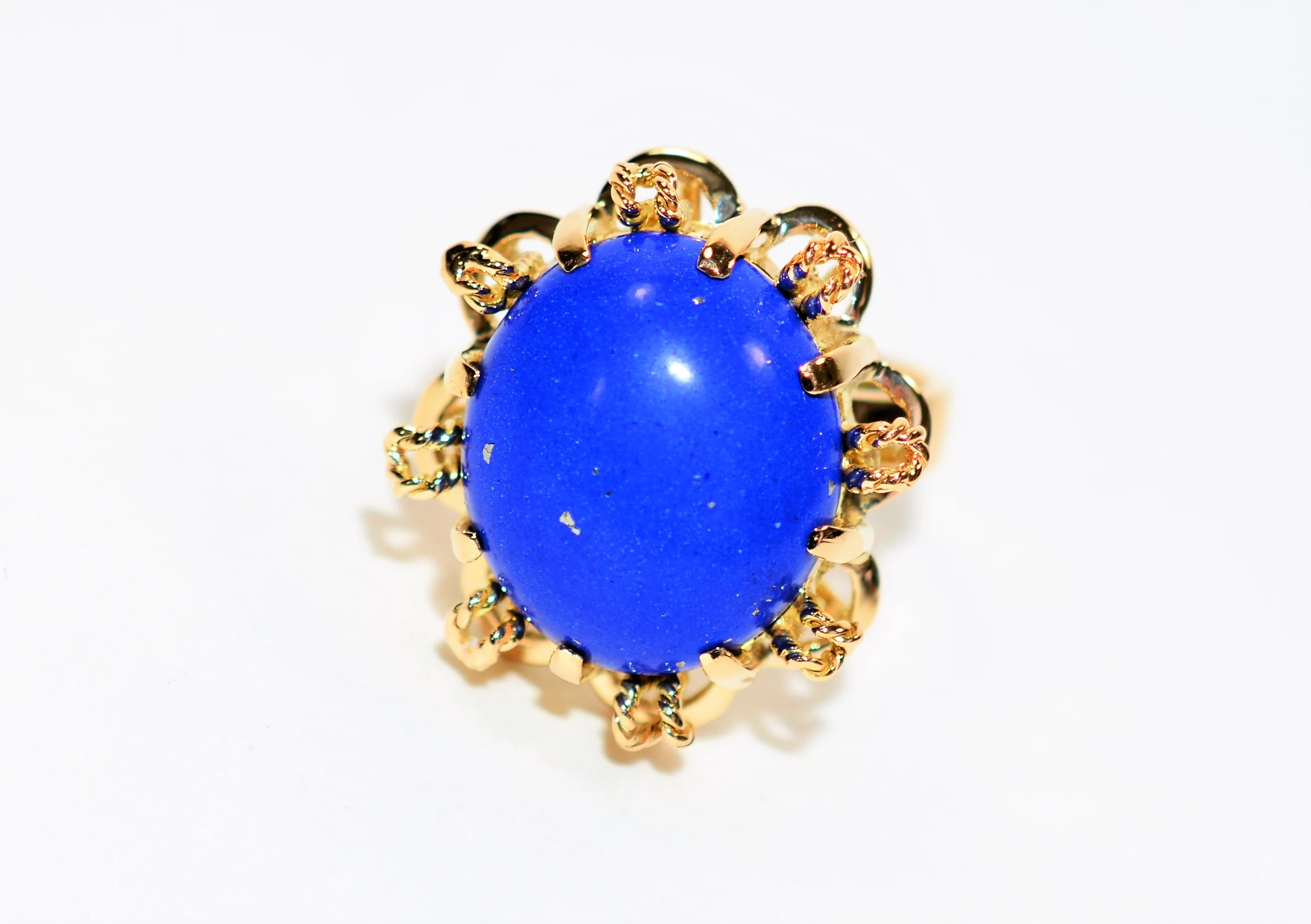 Natural Lapis Lazuli Ring 14K Solid Gold Gemstone Ring Blue Ring Birthstone Ring Estate Ring Statement Ring Cocktail Ring Fine Vintage Ring