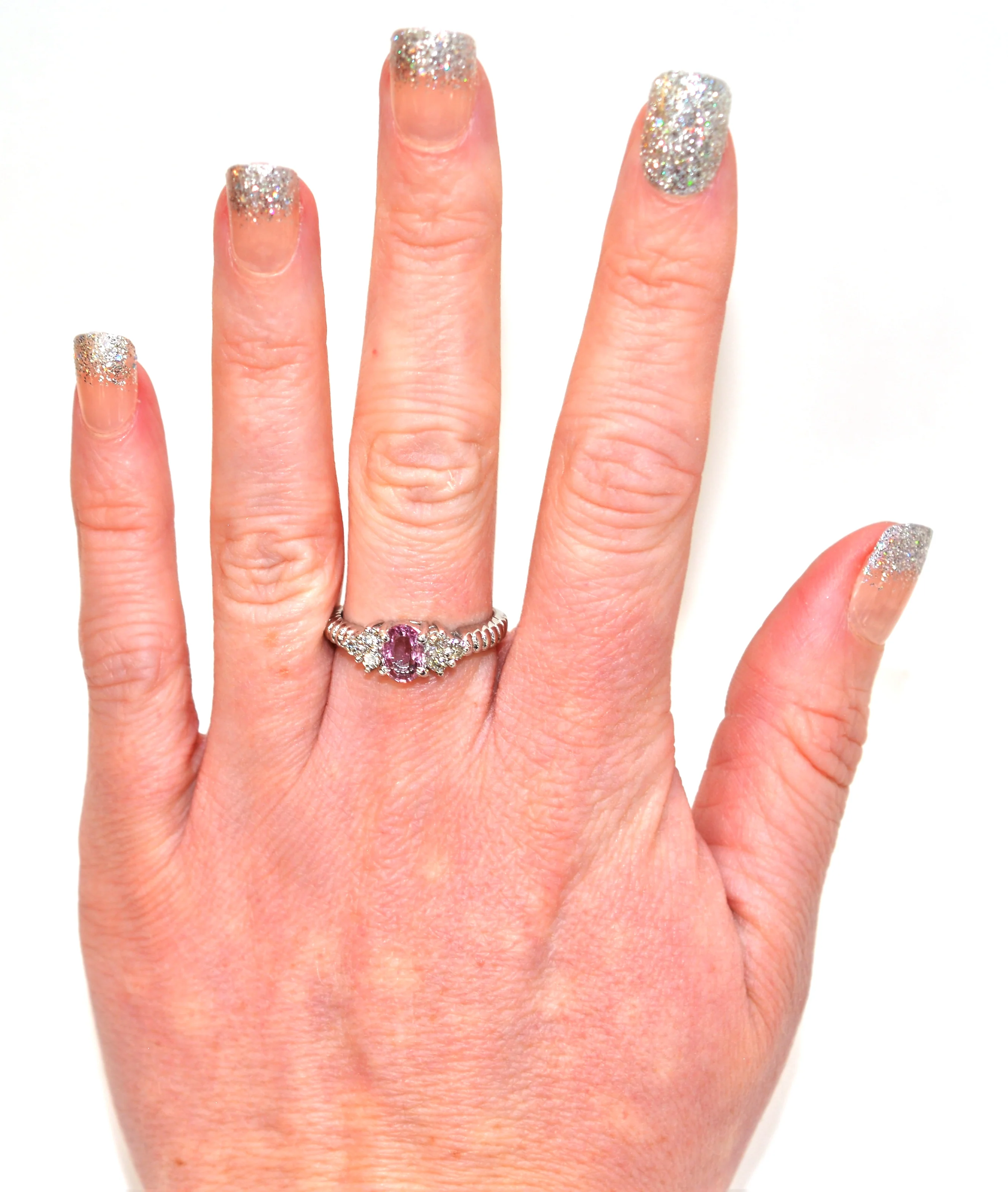 LeVian Certified Natural Padparadscha Sapphire & Diamond Ring Solid Platinum 1.12tcw Engagement Ring September Birthstone Ring Cocktail Ring - Image 3