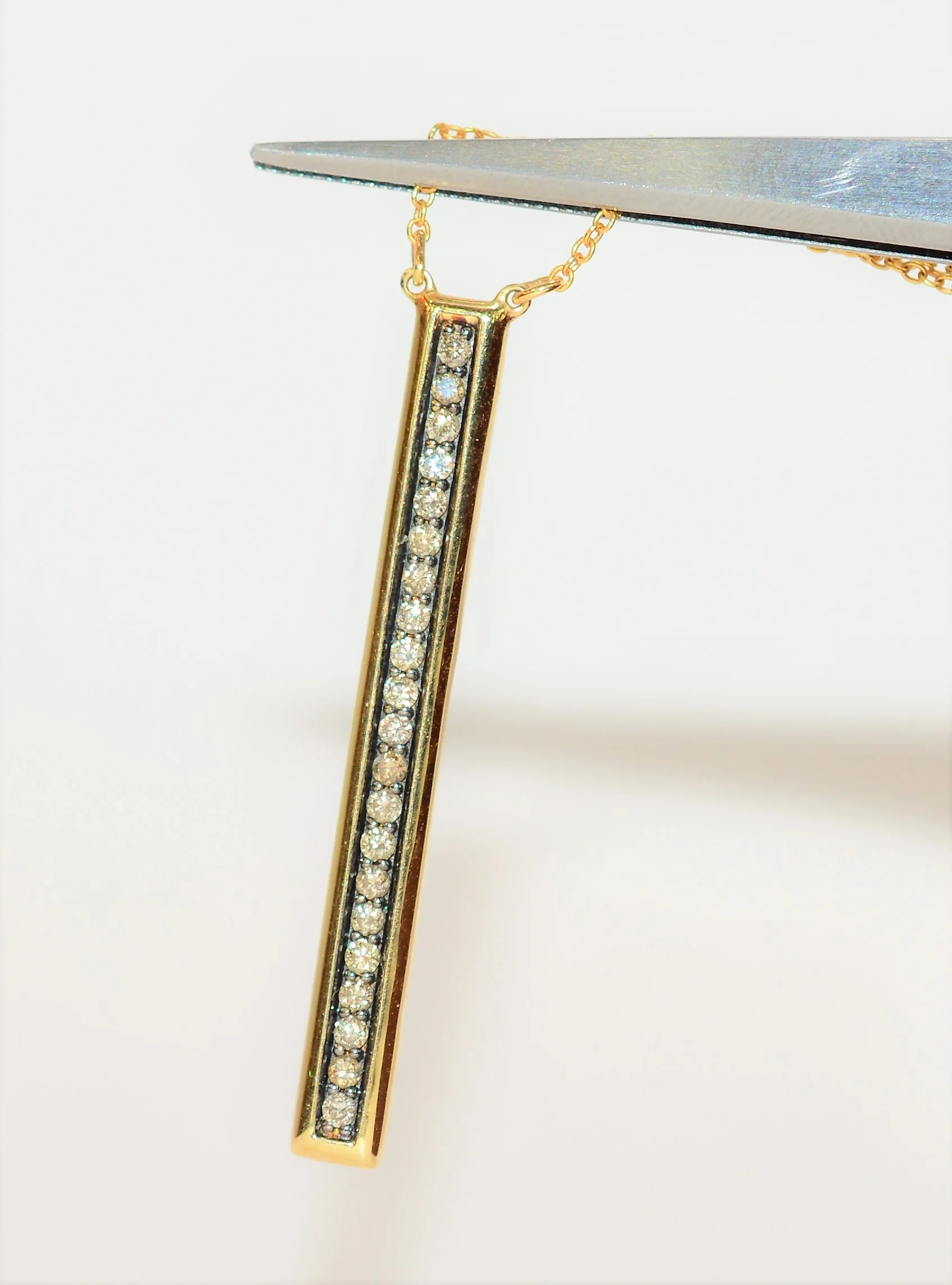 LeVian Natural Chocolate Diamond Necklace 14K Solid Gold .33tcw Bar Pendant Designer Necklace Fine Jewelry Women's Necklace Estate Jewelry - Image 3