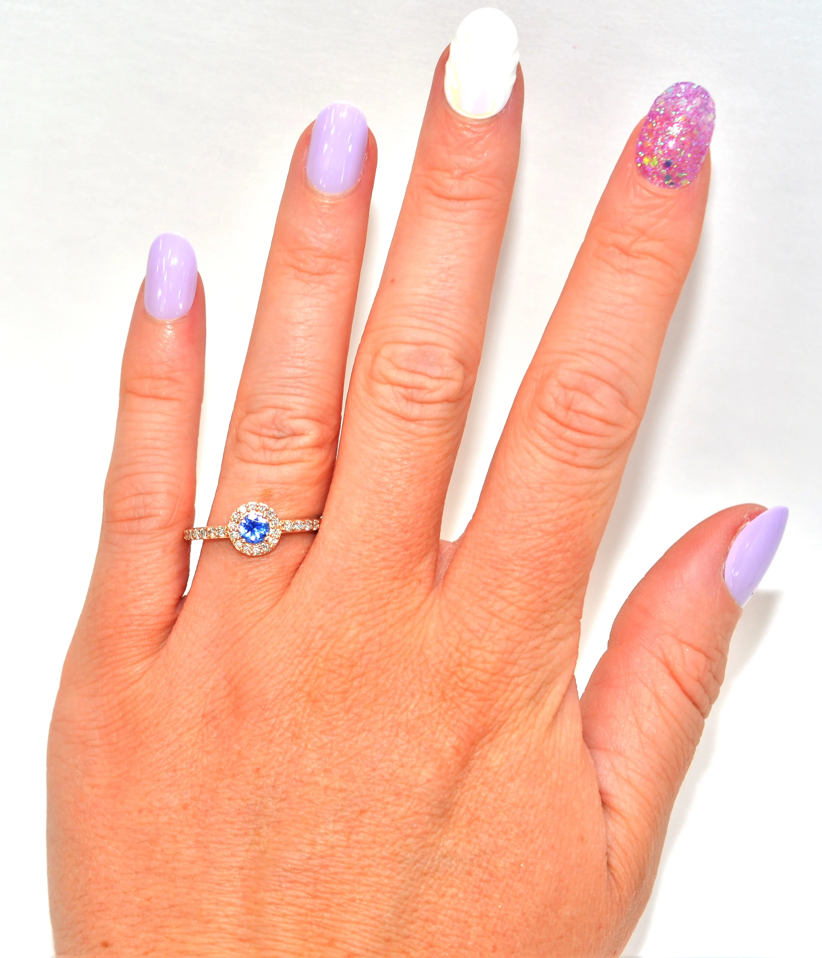 LeVian Natural Ceylon Sapphire & Diamond Ring 14K Solid Rose Gold .74tcw Ring Engagement Ring LeVian Ring Wedding Ring Sapphire Ring Bridal - Image 2