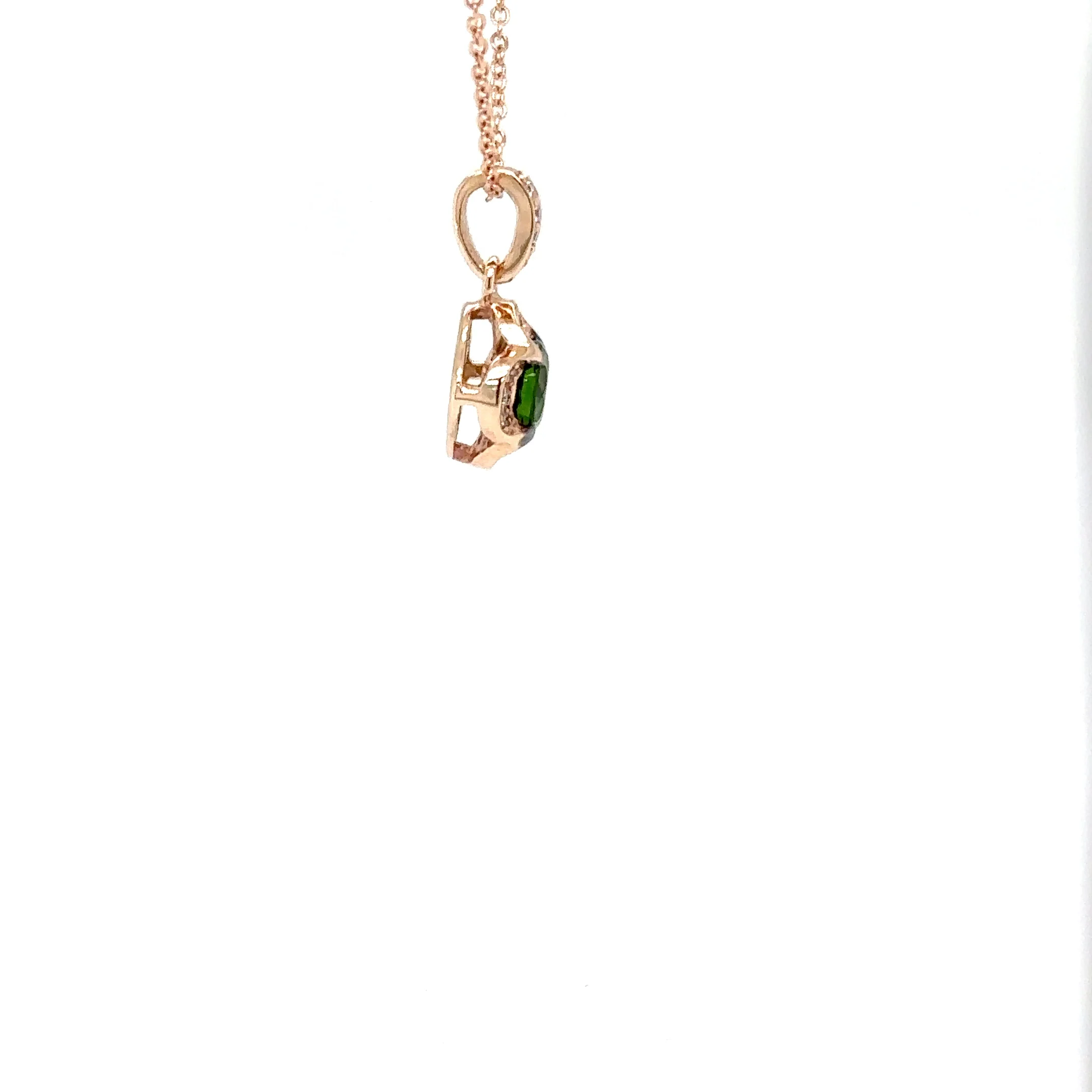 LeVian Natural Chrome Diopside & Diamond Necklace 14K Rose Gold .61tcw Le Vian Pistachio Pendant Green Gemstone Statement Necklace - Image 9