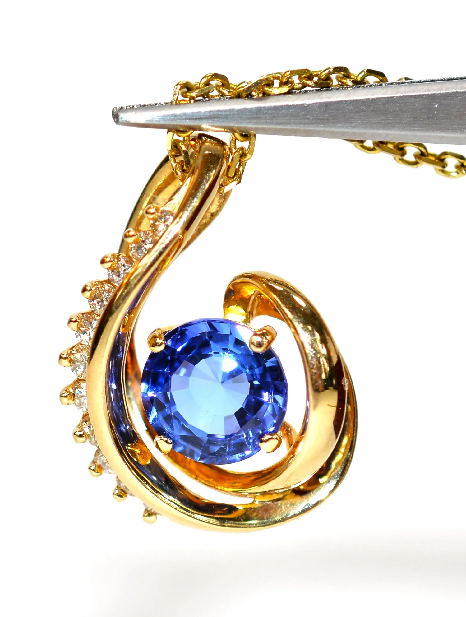 Natural D'Block Tanzanite & Diamond Necklace 14K Solid Gold 2.80tcw Tanzanite Necklace Designer Pendant Cocktail Necklace Statement Jewelry - Image 3