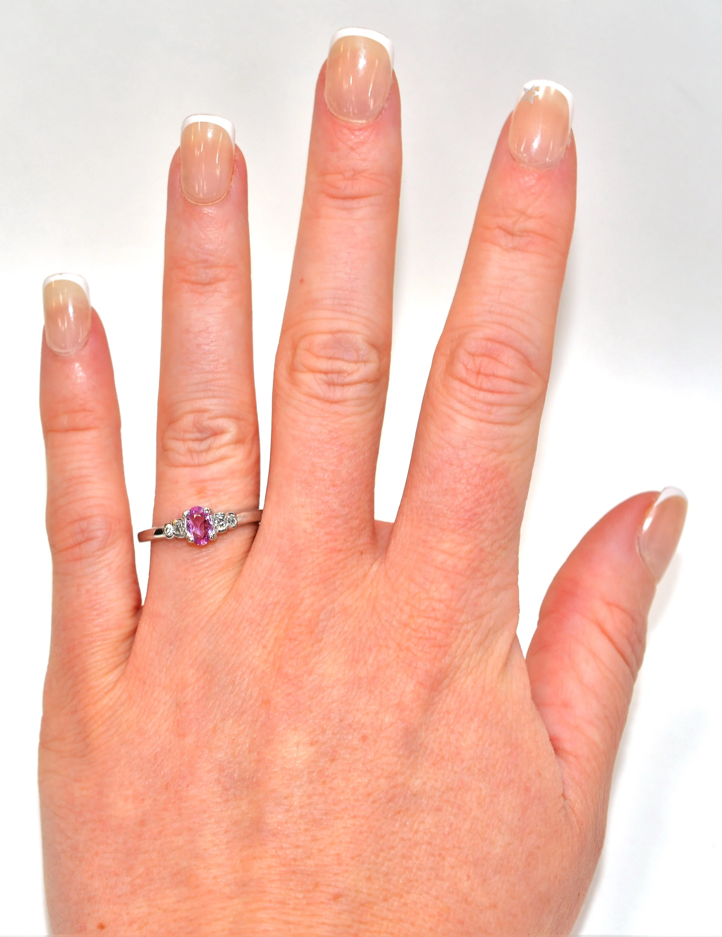 LeVian Natural Padparadscha Sapphire & Diamond Ring Solid Platinum .49tcw Ceylon Ring Sapphire Ring Designer Ring Engagement Ring Pink Ring - Image 2