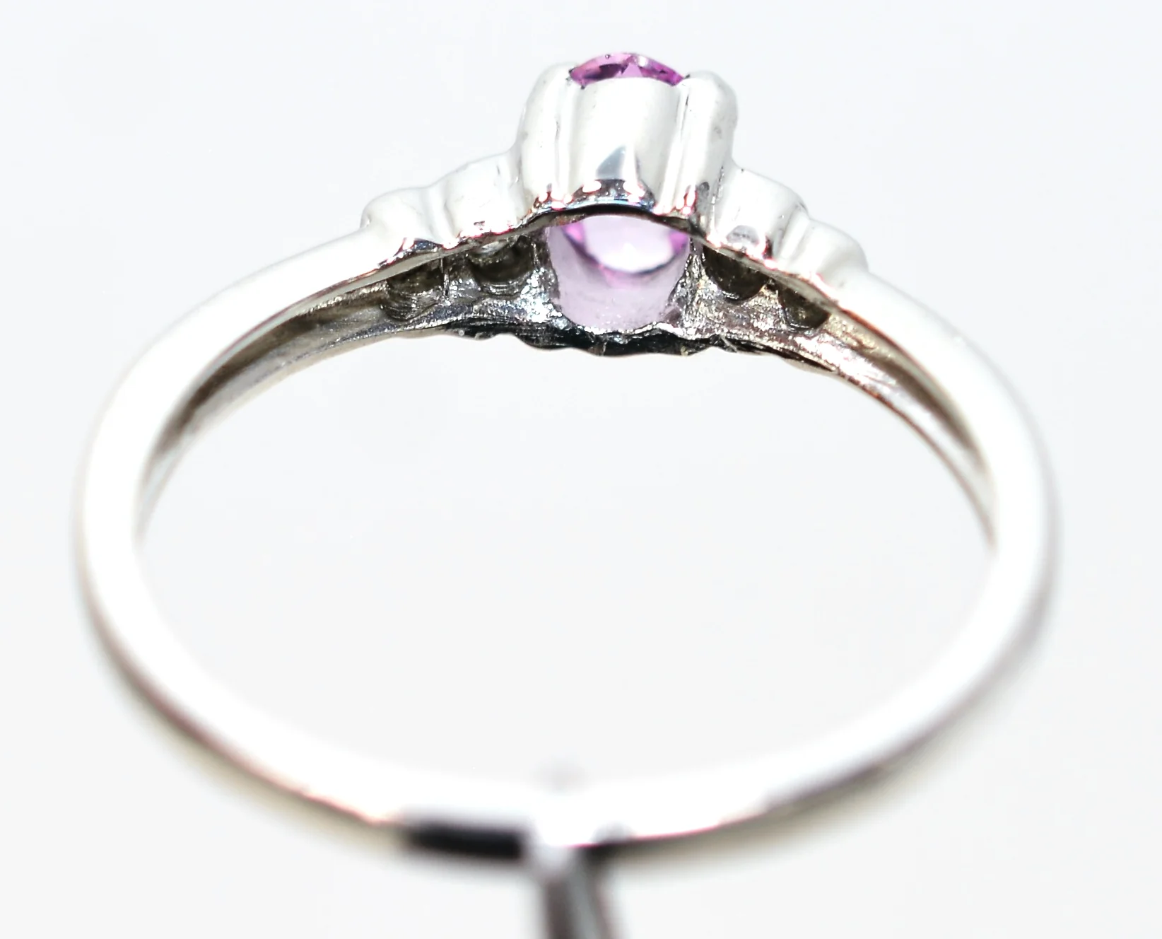 LeVian Natural Padparadscha Sapphire & Diamond Ring Solid Platinum .49tcw Ceylon Ring Sapphire Ring Designer Ring Engagement Ring Pink Ring - Image 7