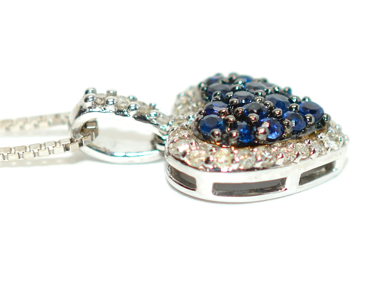 Natural Sapphire & Diamond Necklace 10K White Gold .21tcw Pendant Blue Sapphire September Birthstone - Image 5