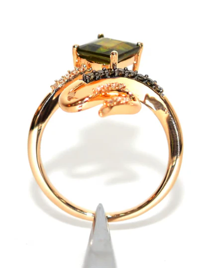 LeVian Natural Sphene & Diamond Ring 14K Solid Rose Gold 1.72tcw Titanite Ring Sphene Ring Snake Ring Designer Ring LeVian Bridal Statement - Image 3