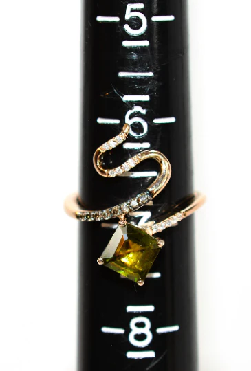 LeVian Natural Sphene & Diamond Ring 14K Solid Rose Gold 1.72tcw Titanite Ring Sphene Ring Snake Ring Designer Ring LeVian Bridal Statement - Image 8