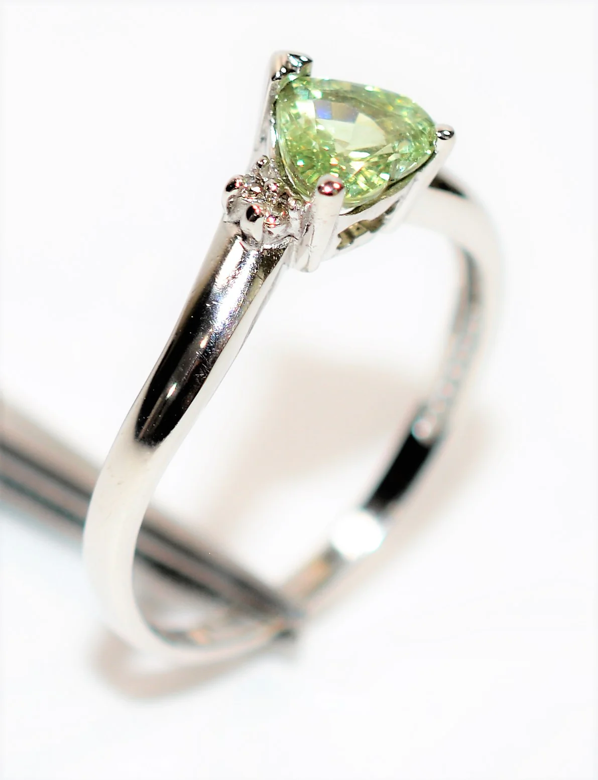 Natural Merelani Mint Garnet & Diamond Ring 14K Solid White Gold 1.14tcw Heart Ring Engagement Ring Wedding Ring Green Ring Bridal Jewelry - Image 4