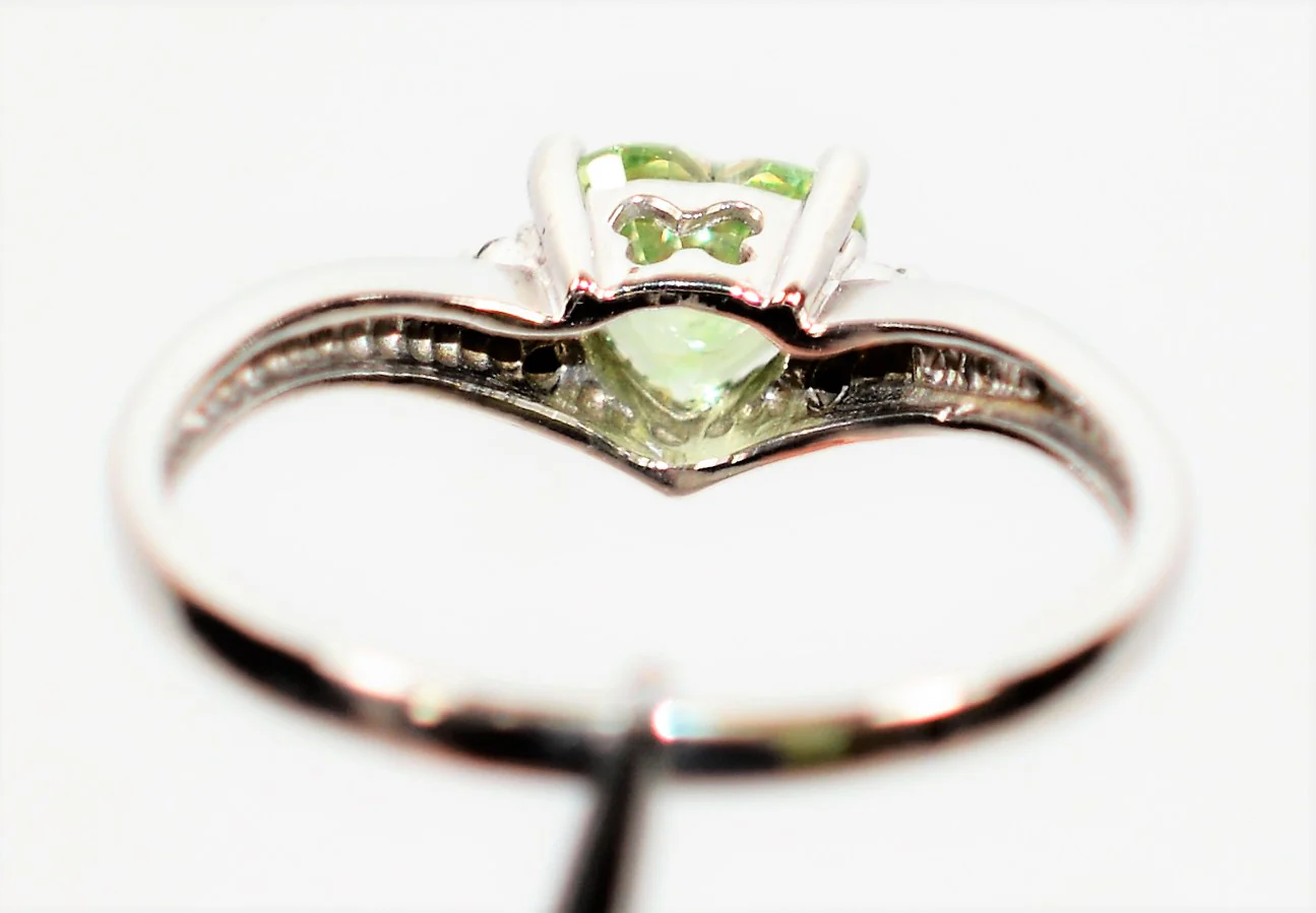 Natural Merelani Mint Garnet & Diamond Ring 14K Solid White Gold 1.14tcw Heart Ring Engagement Ring Wedding Ring Green Ring Bridal Jewelry - Image 7