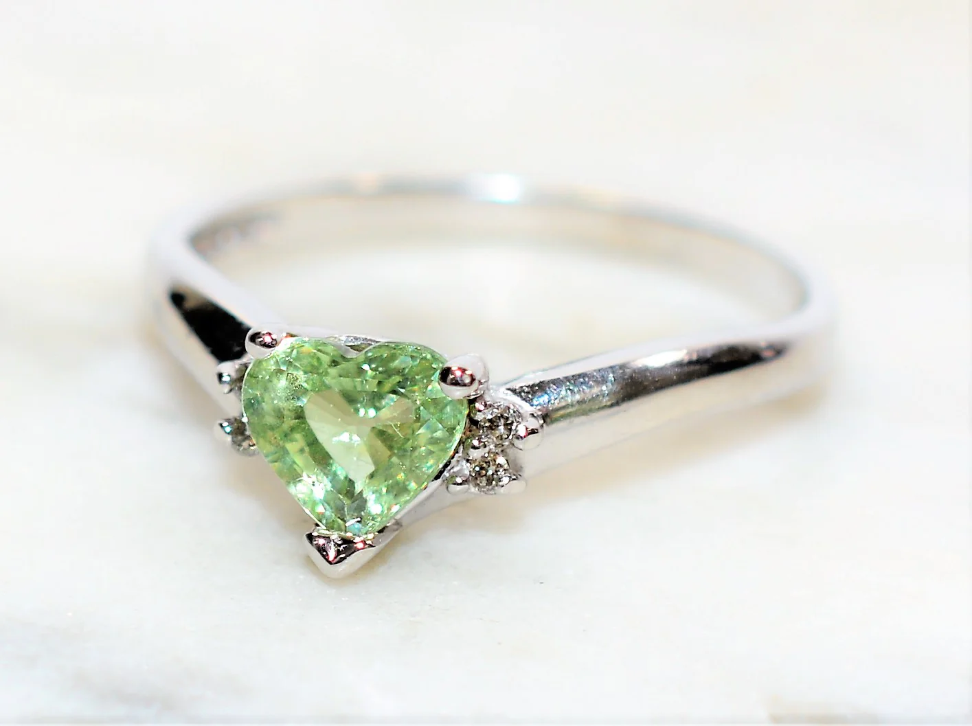 Natural Merelani Mint Garnet & Diamond Ring 14K Solid White Gold 1.14tcw Heart Ring Engagement Ring Wedding Ring Green Ring Bridal Jewelry - Image 8