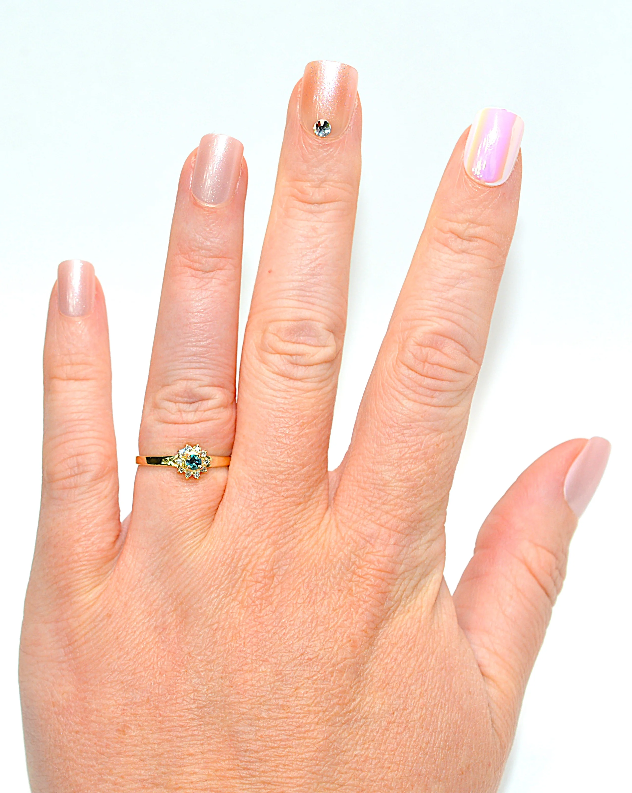 Natural Alexandrite & Diamond Ring 14K Solid Gold .20tcw Rare Gemstone Ring Promise Ring Statement Ring June Birthstone Jewelry Flower - Image 2
