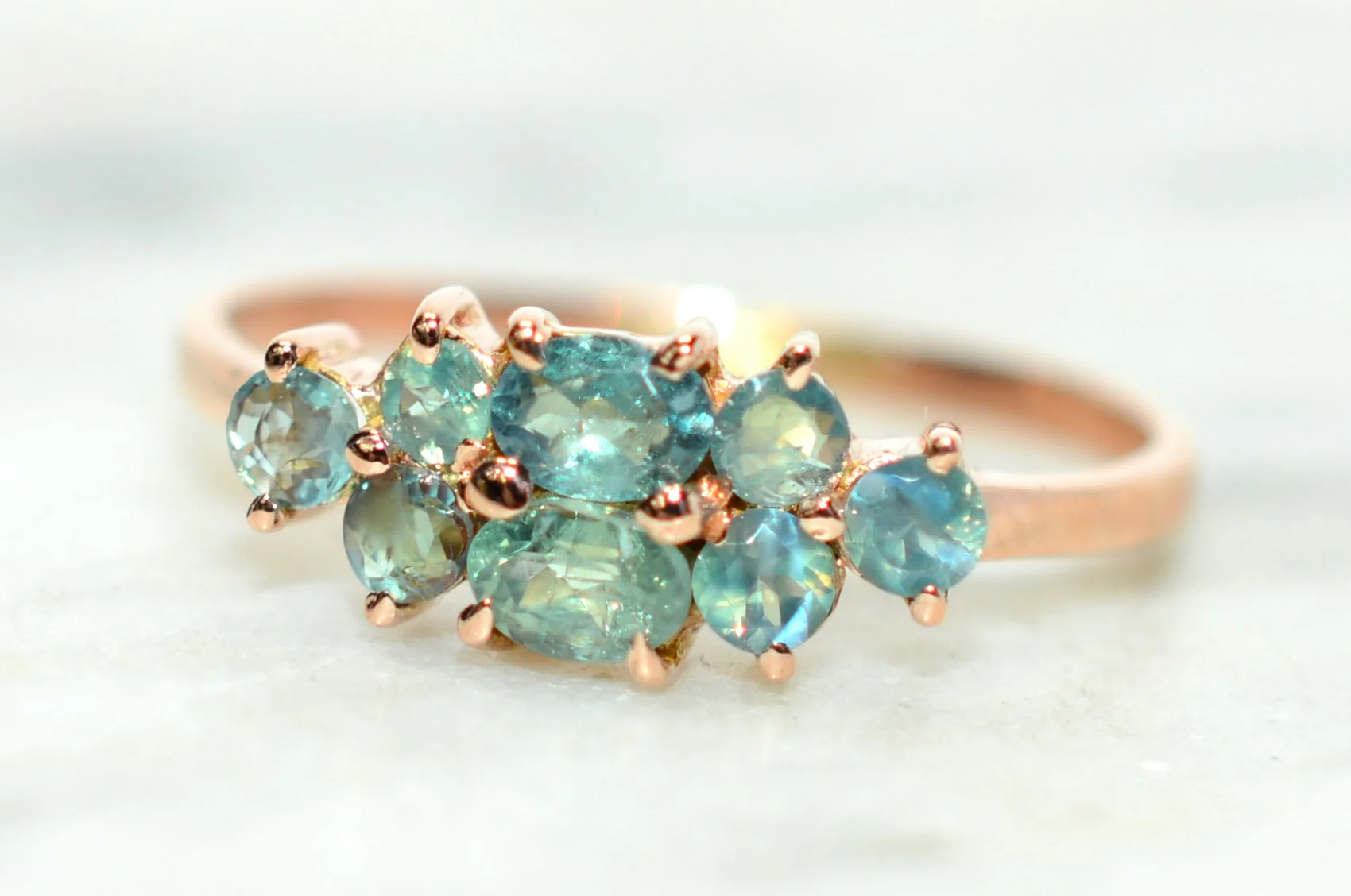 Natural Alexandrite Ring 10K Gold .72tcw Cluster Ring Gemstone Ring Vintage Gem - Image 8