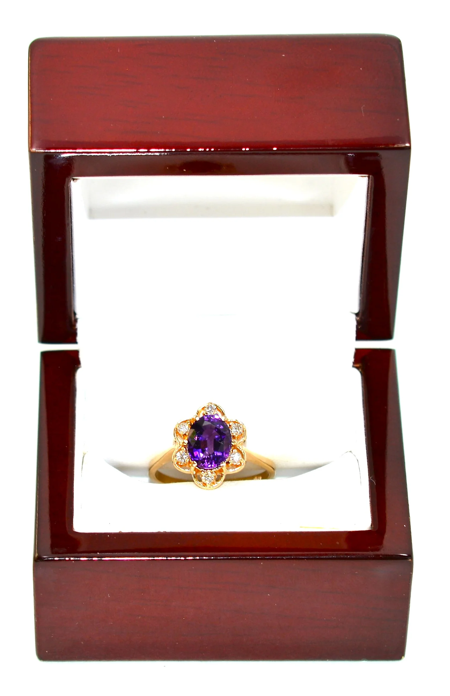 Natural Amethyst & Diamond Ring 14K Solid Gold Ring 1.93tcw Gemstone Ring February Birthstone Ring Statement Ring Cocktail Ring Fashion Ring - Image 12