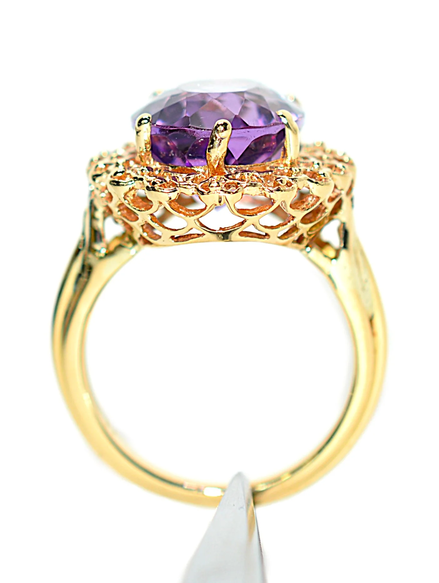 Natural Amethyst Ring 18K Solid Gold Ring 9.28ct Gemstone Ring Estate Statement Ring Cocktail Ring Purple Gemstone February Birthstone Ring - Image 3