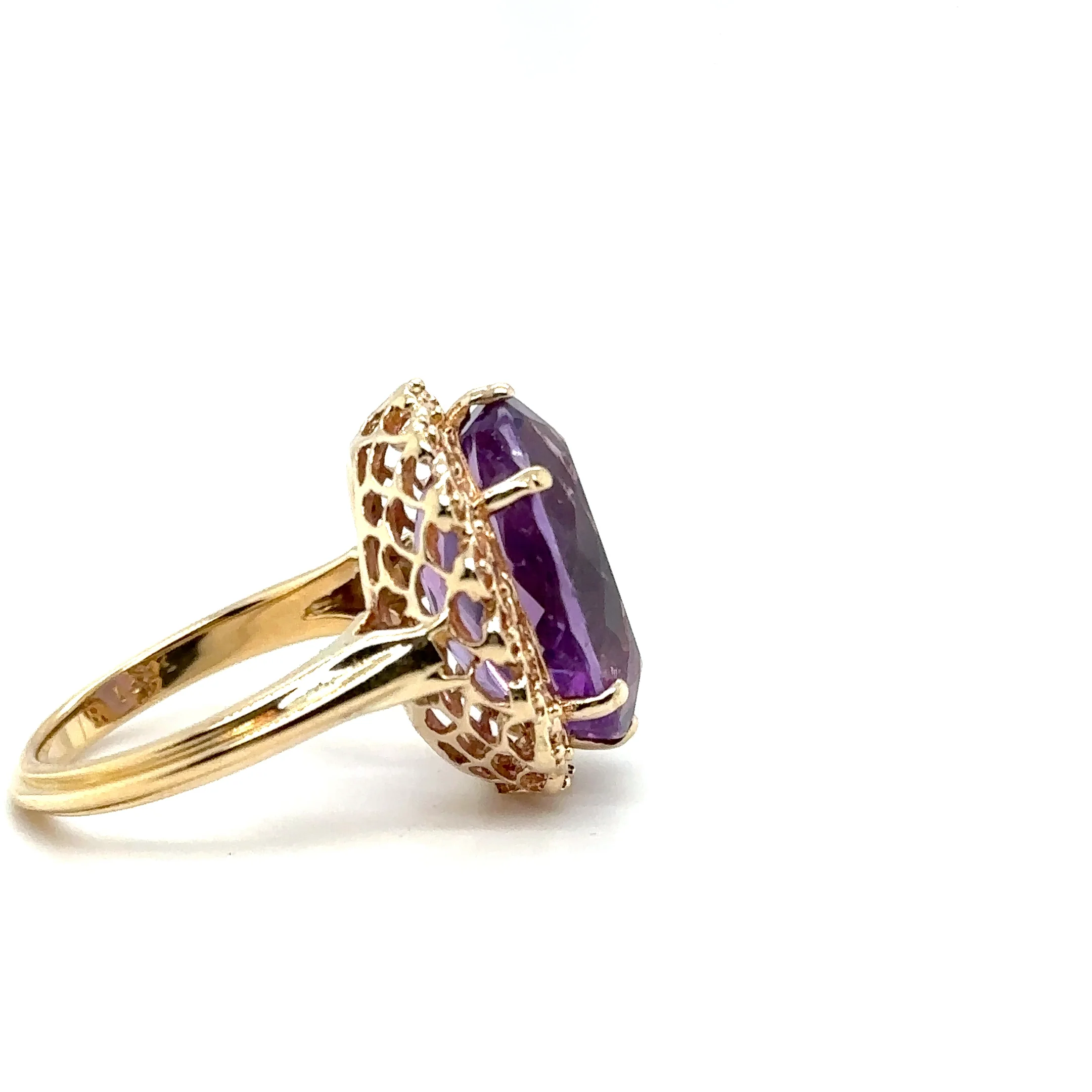 Natural Amethyst Ring 18K Solid Gold Ring 9.28ct Gemstone Ring Estate Statement Ring Cocktail Ring Purple Gemstone February Birthstone Ring - Image 9