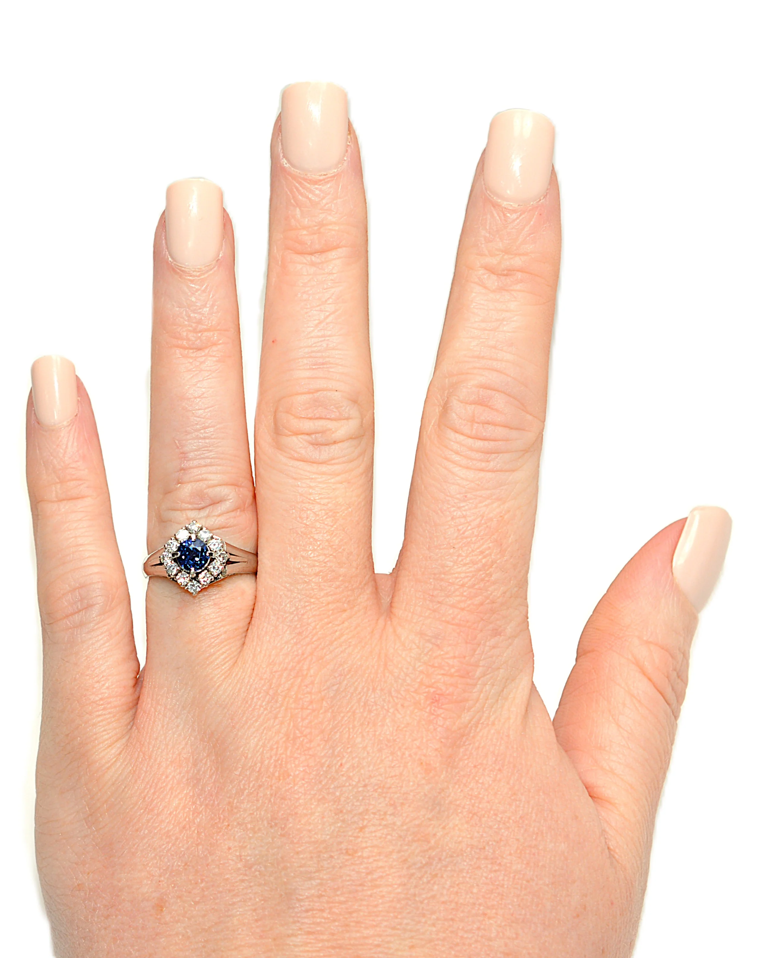 Natural Ceylon Sapphire & Diamond Ring Platinum 1.06tcw Sri Lankan Sapphire Ring Engagement Ring Cocktail Ring Diamond Halo Ring - Image 4