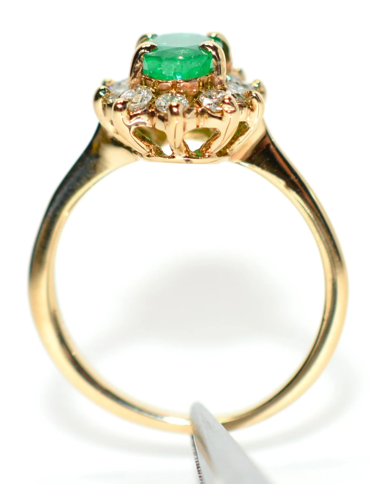Natural Colombian Emerald & Diamond Ring 14K Solid Gold .83tcw Cluster Halo Statement Ring Vintage Ring Emerald Ring May Birthstone Ring - Image 3