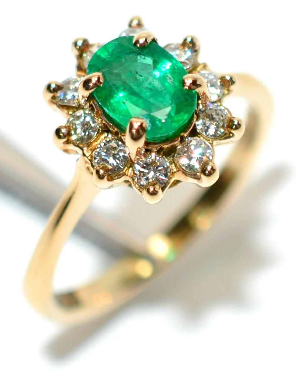 Natural Colombian Emerald & Diamond Ring 14K Solid Gold .83tcw Cluster Halo Statement Ring Vintage Ring Emerald Ring May Birthstone Ring - Image 4