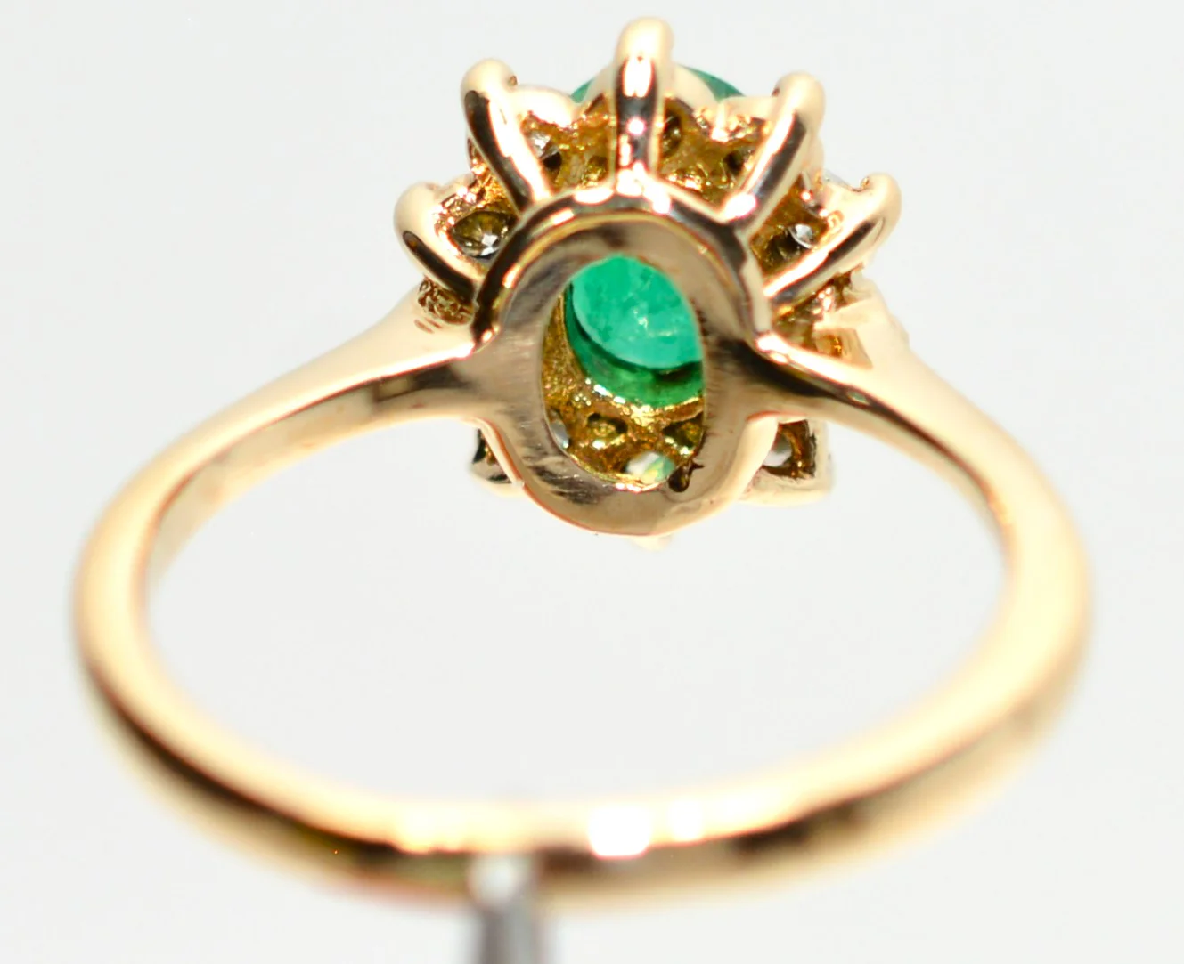 Natural Colombian Emerald & Diamond Ring 14K Solid Gold .83tcw Cluster Halo Statement Ring Vintage Ring Emerald Ring May Birthstone Ring - Image 7