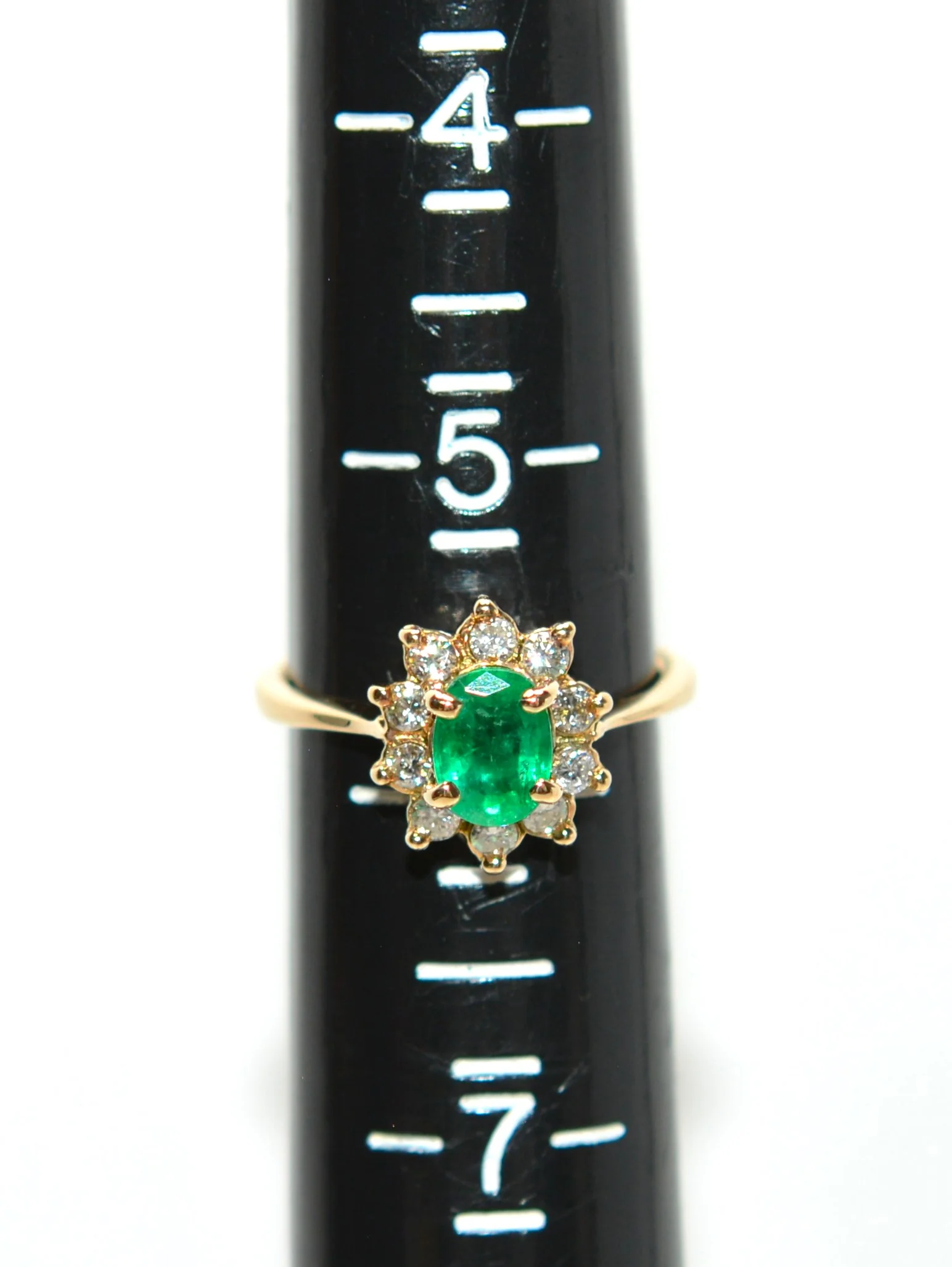 Natural Colombian Emerald & Diamond Ring 14K Solid Gold .83tcw Cluster Halo Statement Ring Vintage Ring Emerald Ring May Birthstone Ring - Image 9