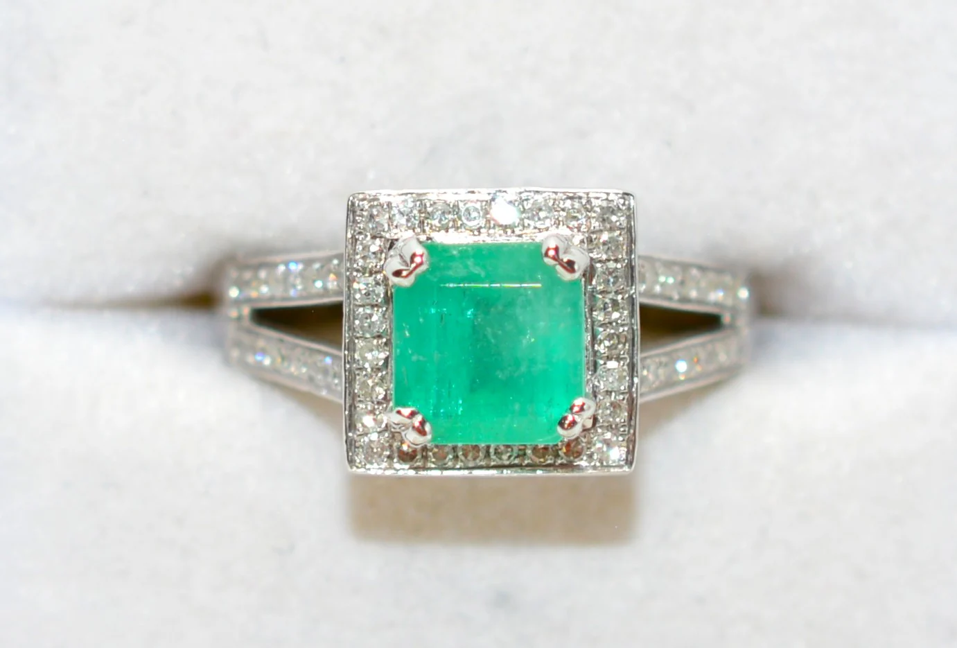 Natural Colombian Emerald & Diamond Ring 14K White Gold 2.37tcw Engagement Ring Statement Ring Wedding Ring May Birthstone Bridal Jewelry - Image 5
