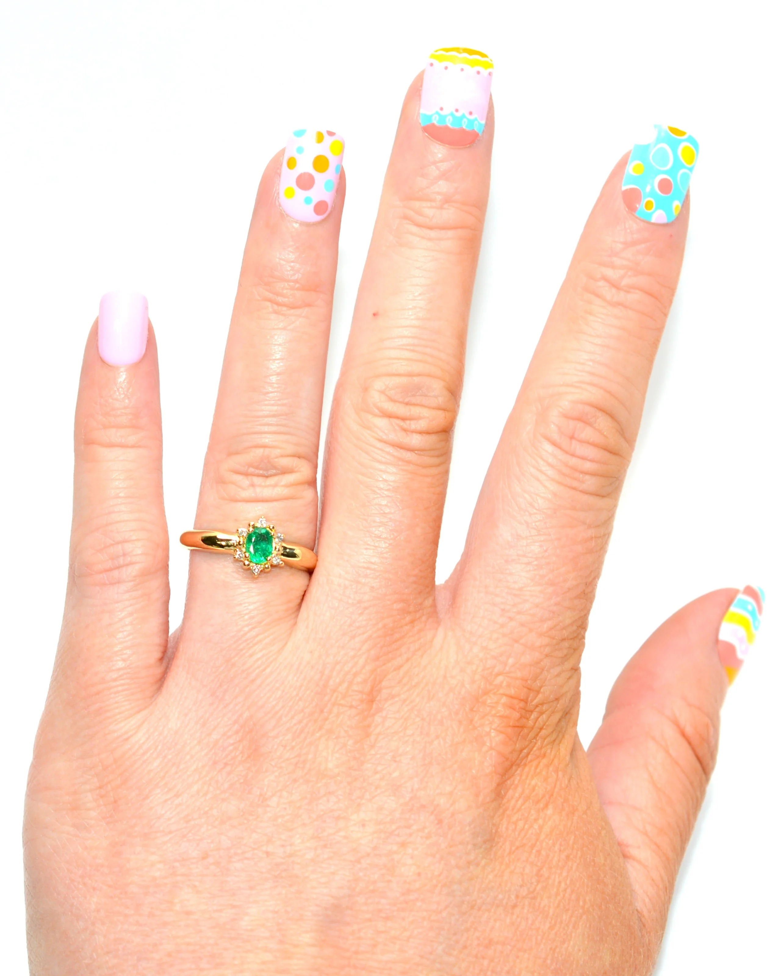 Natural Colombian Emerald & Diamond Ring 18K Solid Gold .34tcw Cluster Ring Statement Ring Vintage Ring Emerald Ring May Birthstone Ring - Image 2