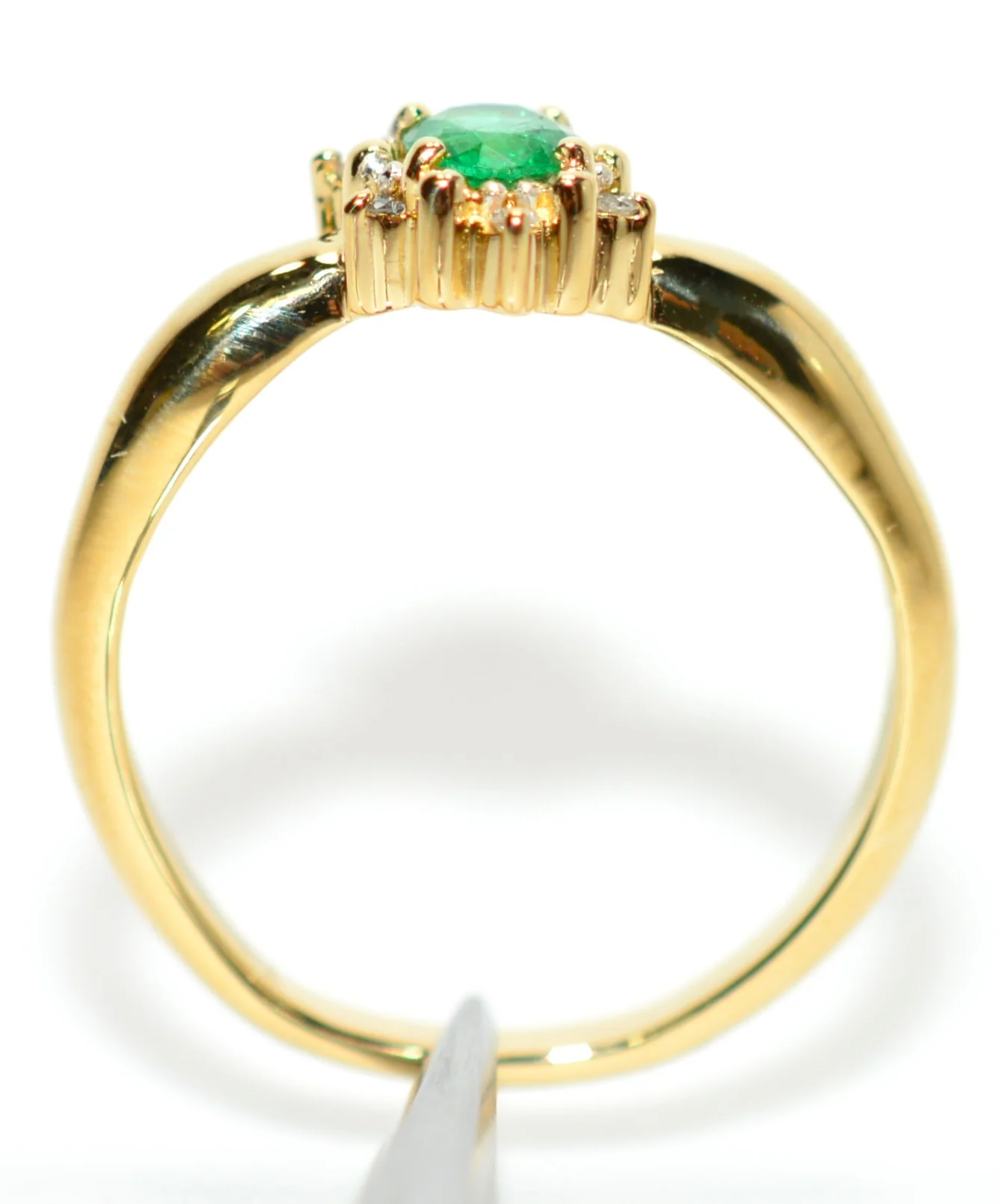 Natural Colombian Emerald & Diamond Ring 18K Solid Gold .34tcw Cluster Ring Statement Ring Vintage Ring Emerald Ring May Birthstone Ring - Image 3