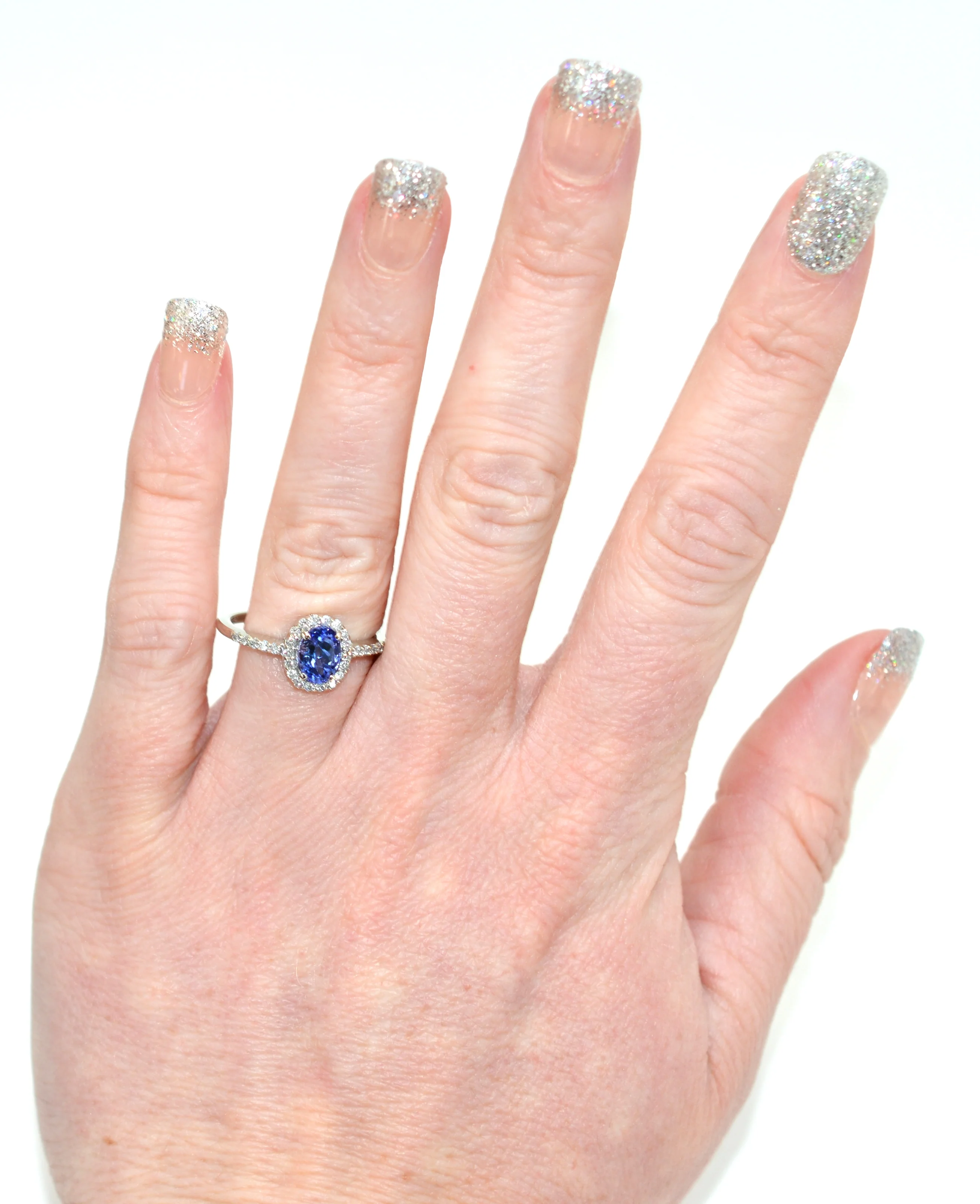 Natural D'Block Tanzanite & Diamond Ring 10K Solid White Gold 1.08tcw Engagement Ring Wedding Ring Birthstone Ring Cocktail Ring Bridal - Image 2