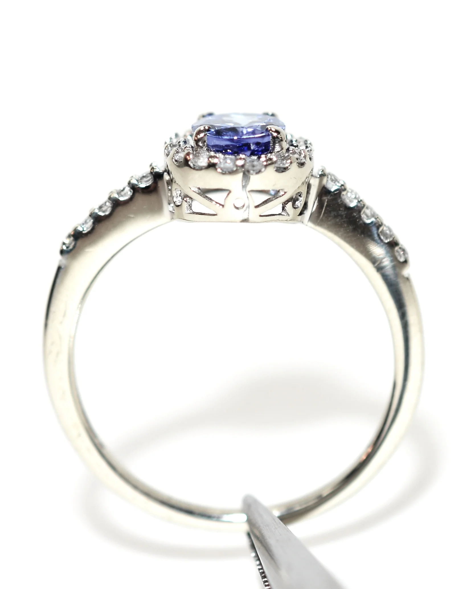 Natural D'Block Tanzanite & Diamond Ring 10K Solid White Gold 1.08tcw Engagement Ring Wedding Ring Birthstone Ring Cocktail Ring Bridal - Image 3