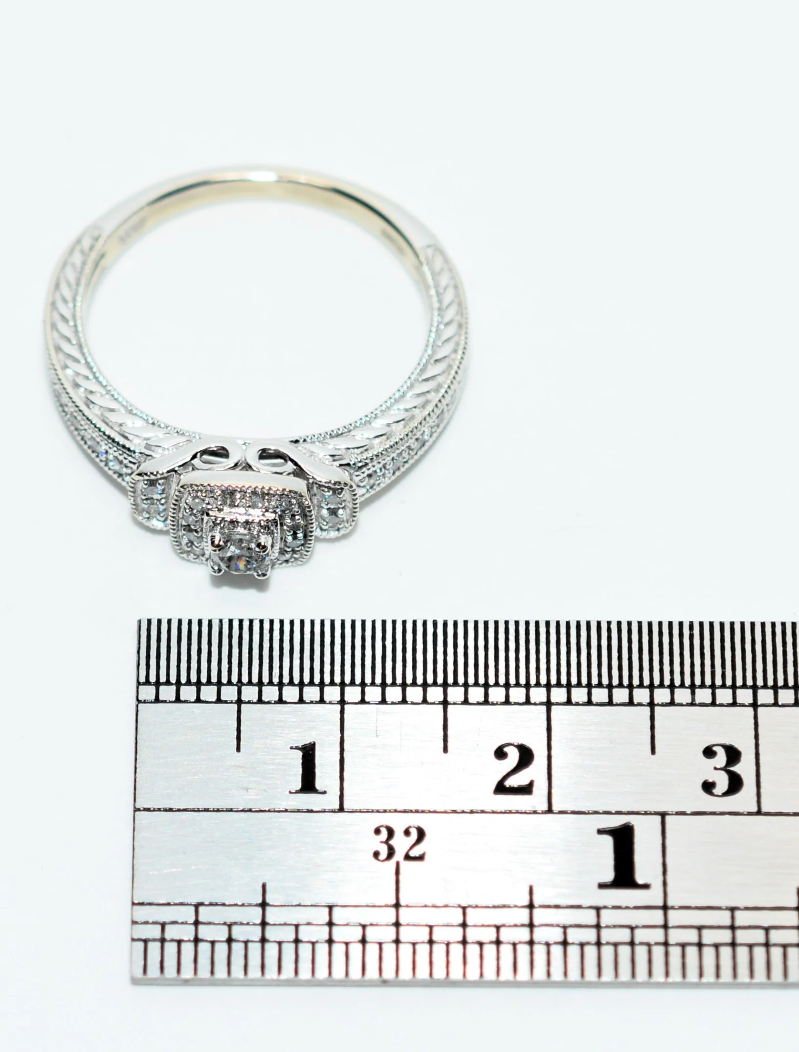 Natural Diamond Ring 10K White Gold .27tcw Engagement Ring Wedding Bridal Jewel - Image 11
